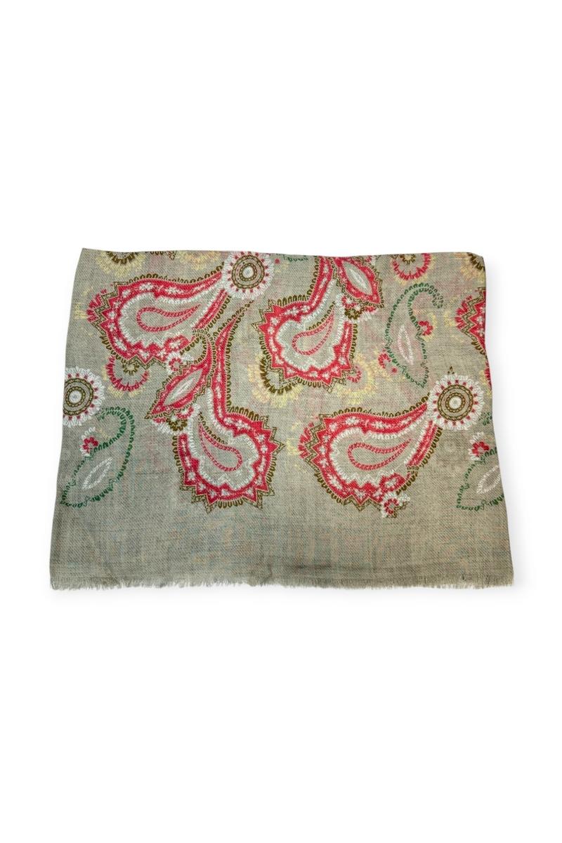 sciarpa donna fantasia paisley beige e rosa 
