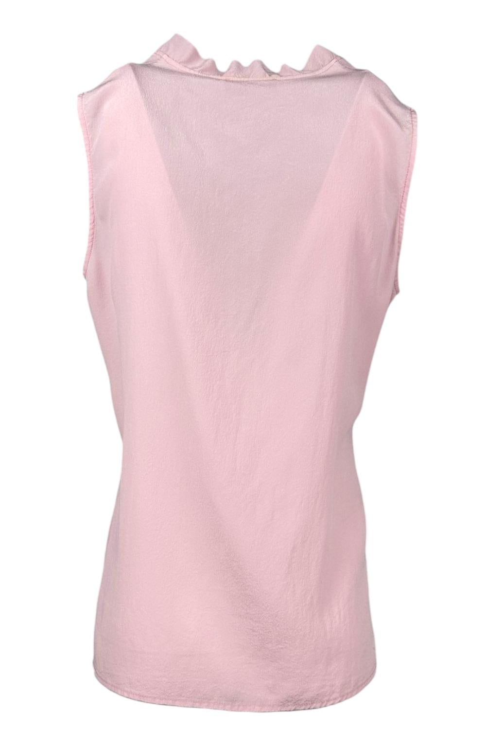camicia donna senza maniche in seta rosa 