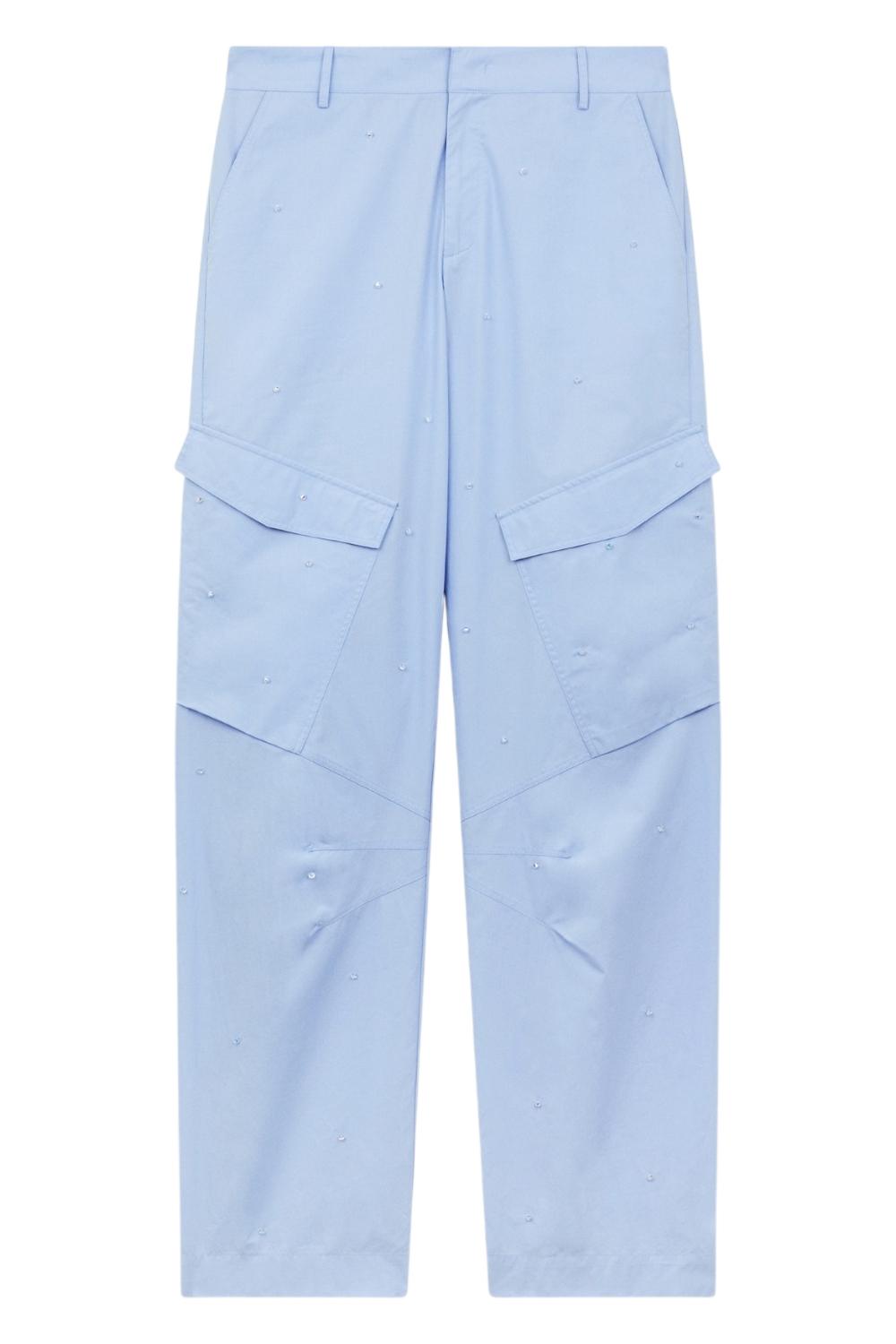 Pantalone donna con strass  modello cargo azzurro 