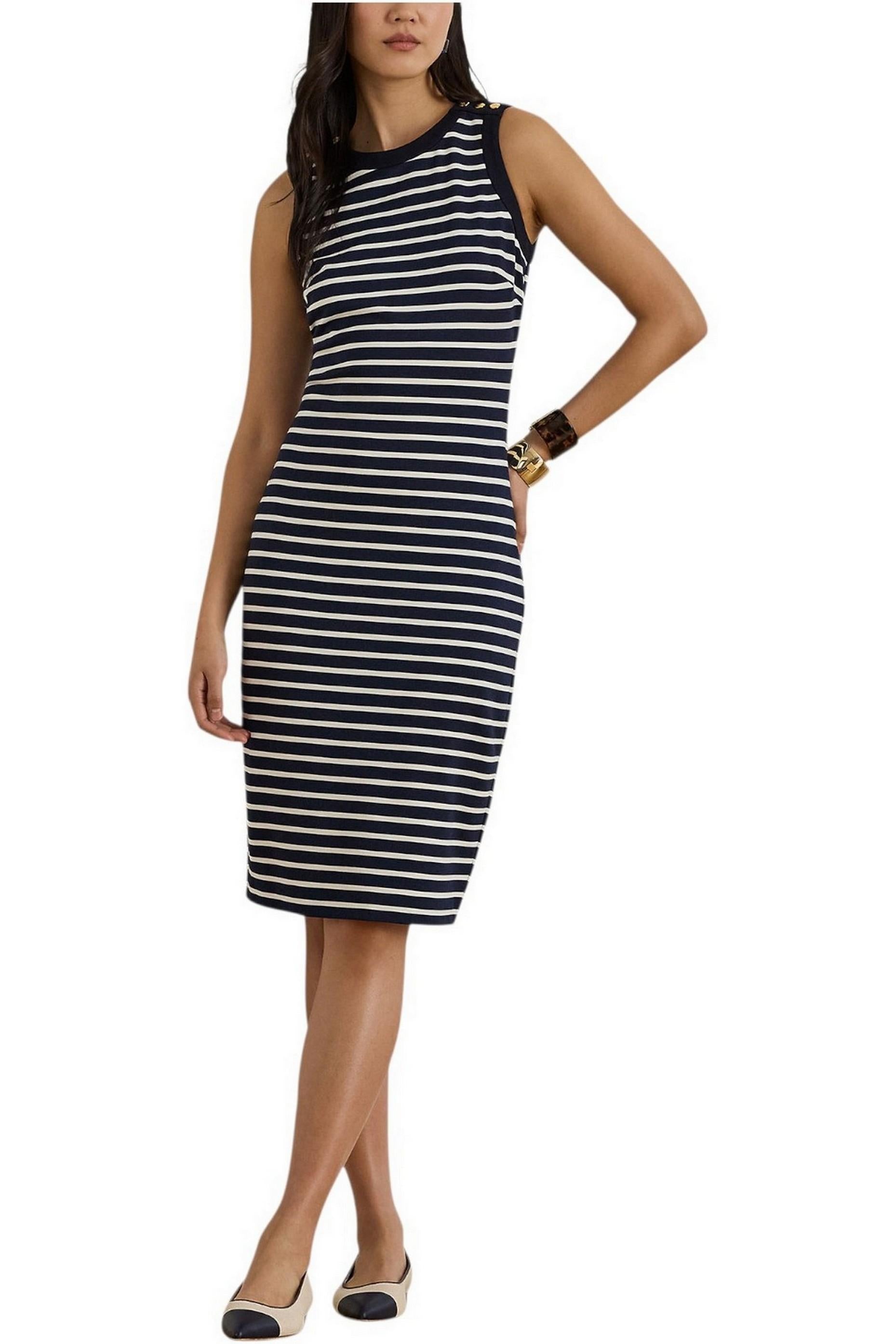 abito donna a righe in cotone blu e bianco 
