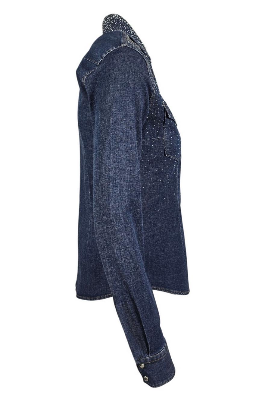 camicia donna in denim con borchie 