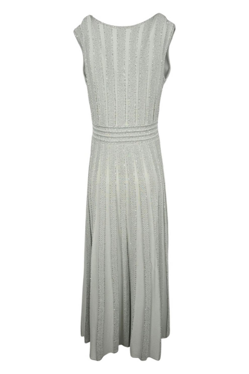 Abito donna salvia in maglia con paillettes 