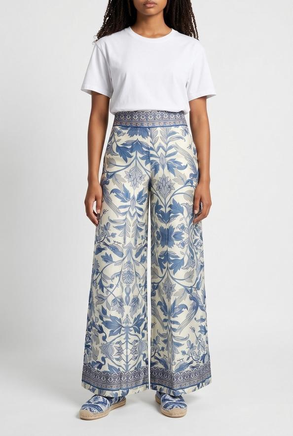 pantalone fantasia fiori 