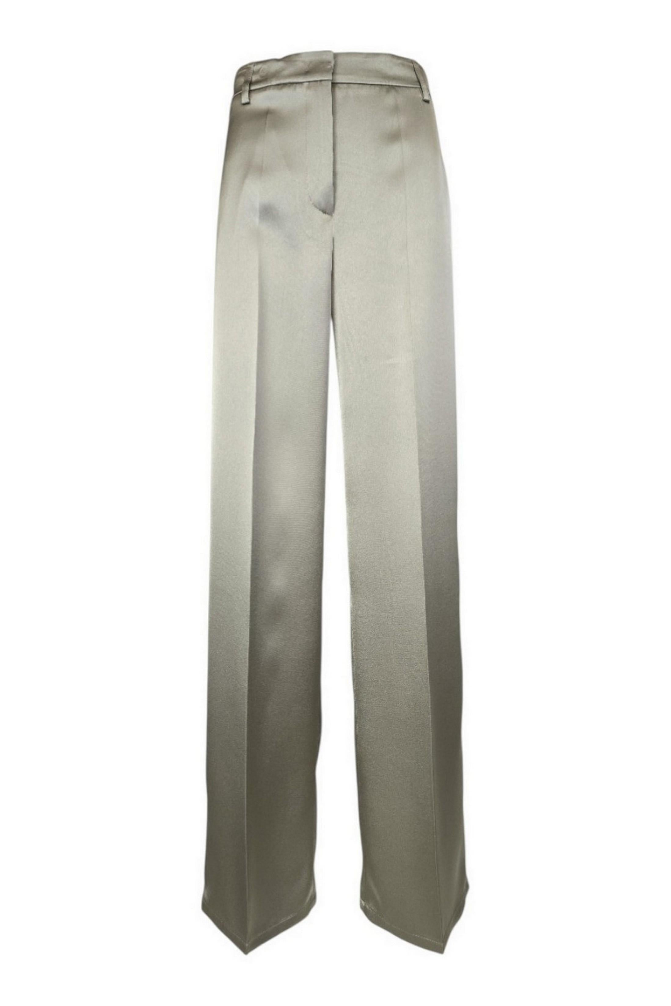pantalone donna in raso largo sabbia 