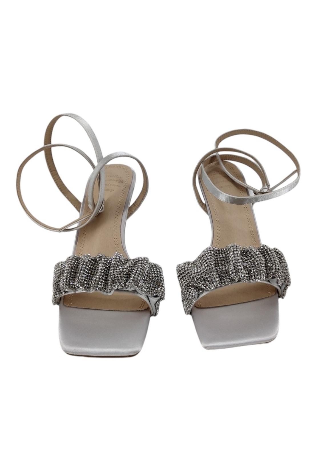 sandalo donna argento con fascia strass 