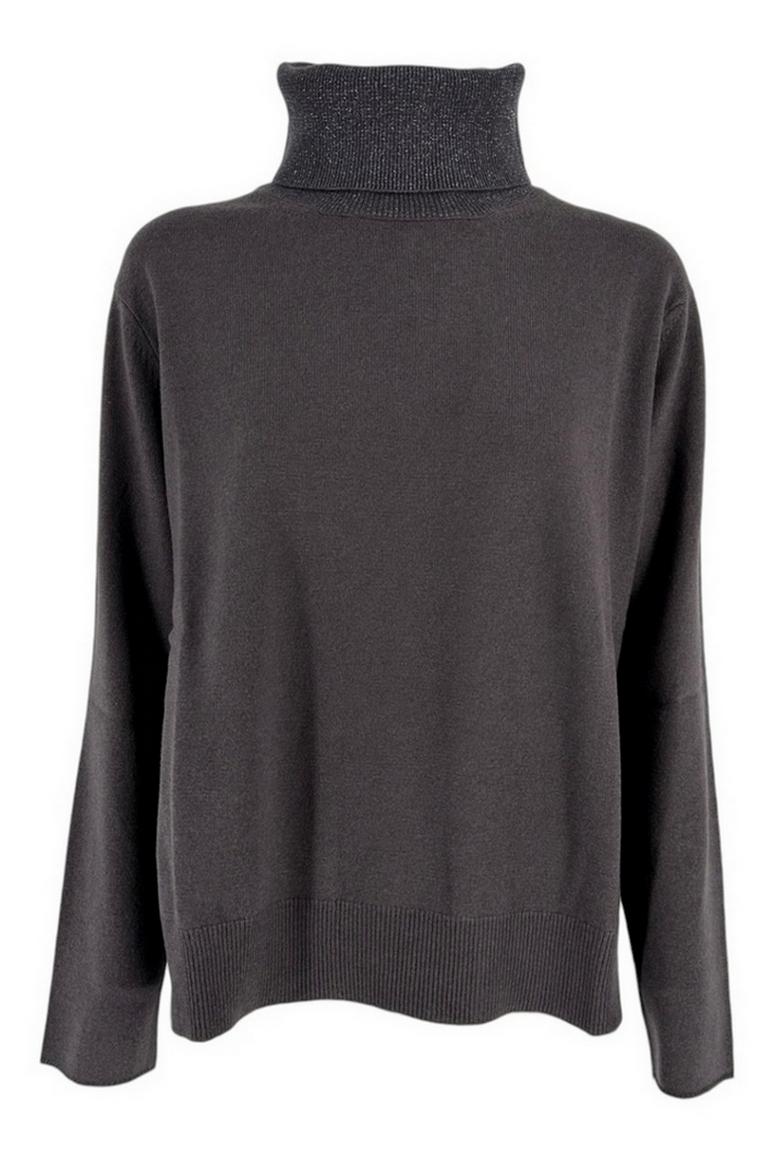 Dolcevita donna con collo in lurex tortora 