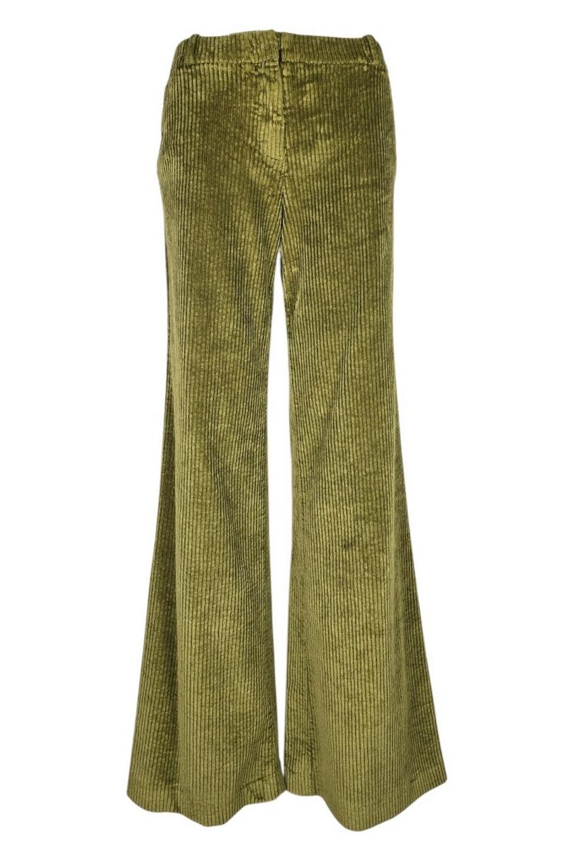 pantalone donna andrea in velluto a coste oliva 