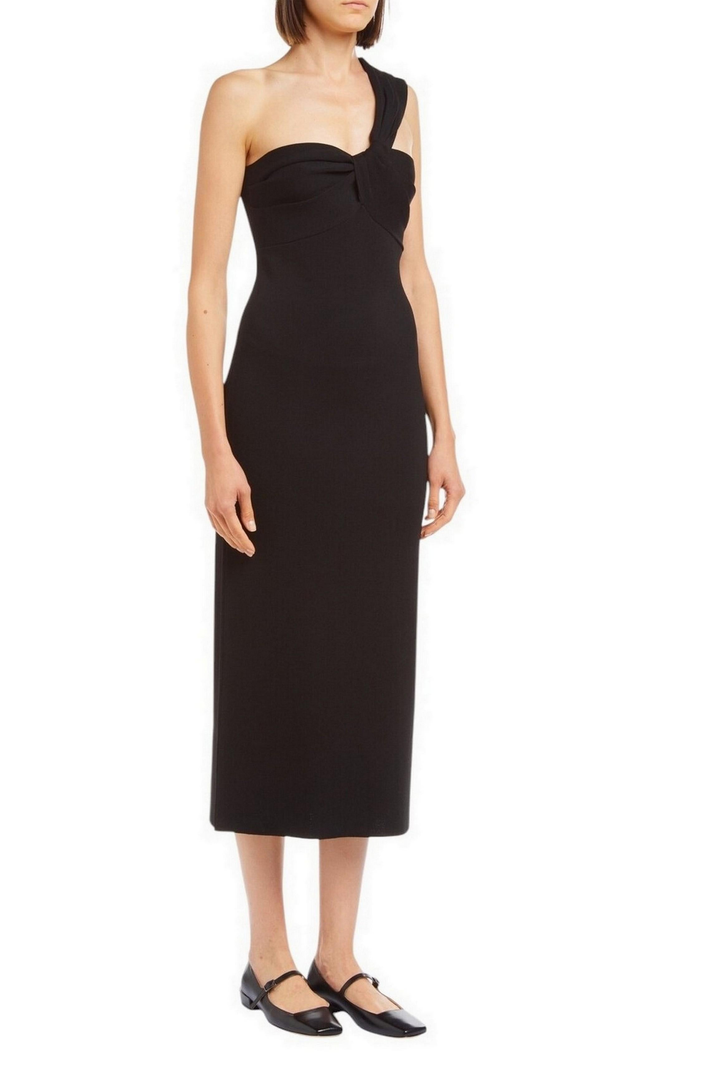 abito donna in punto milano nero monospalla 