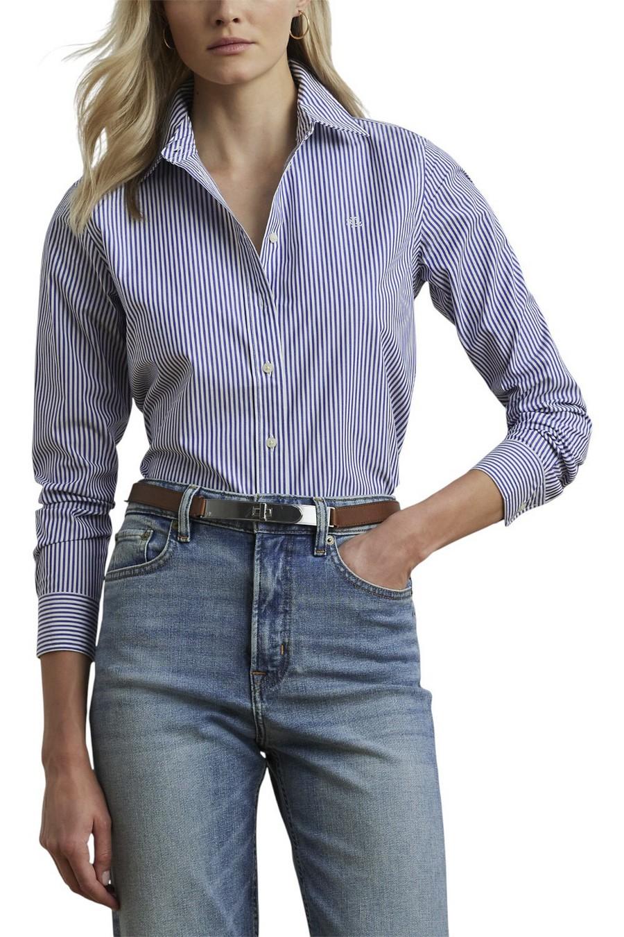 CAMICIA donna A RIGHE bianco e blu 