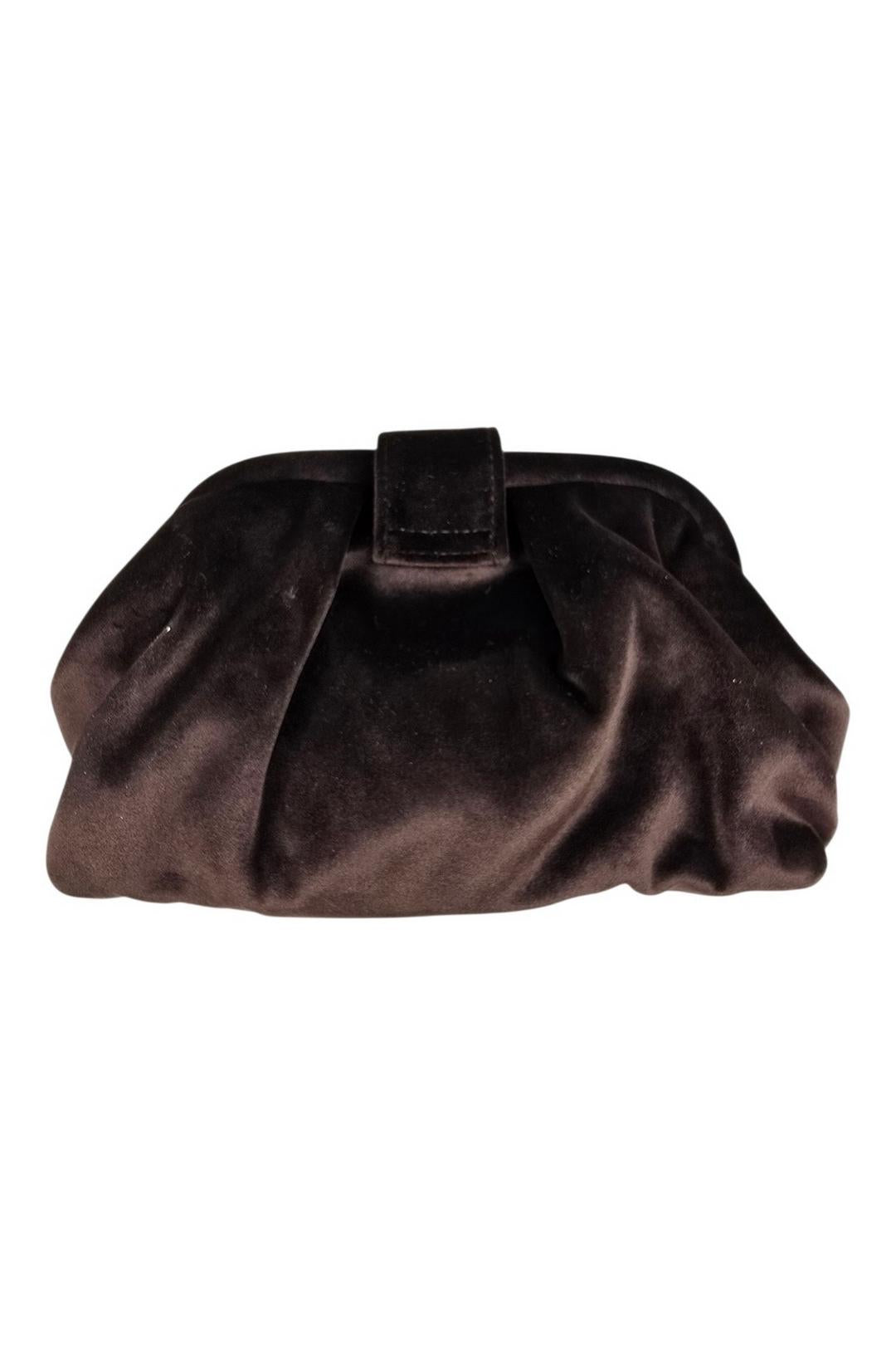 clutch donna in velluto marrone 