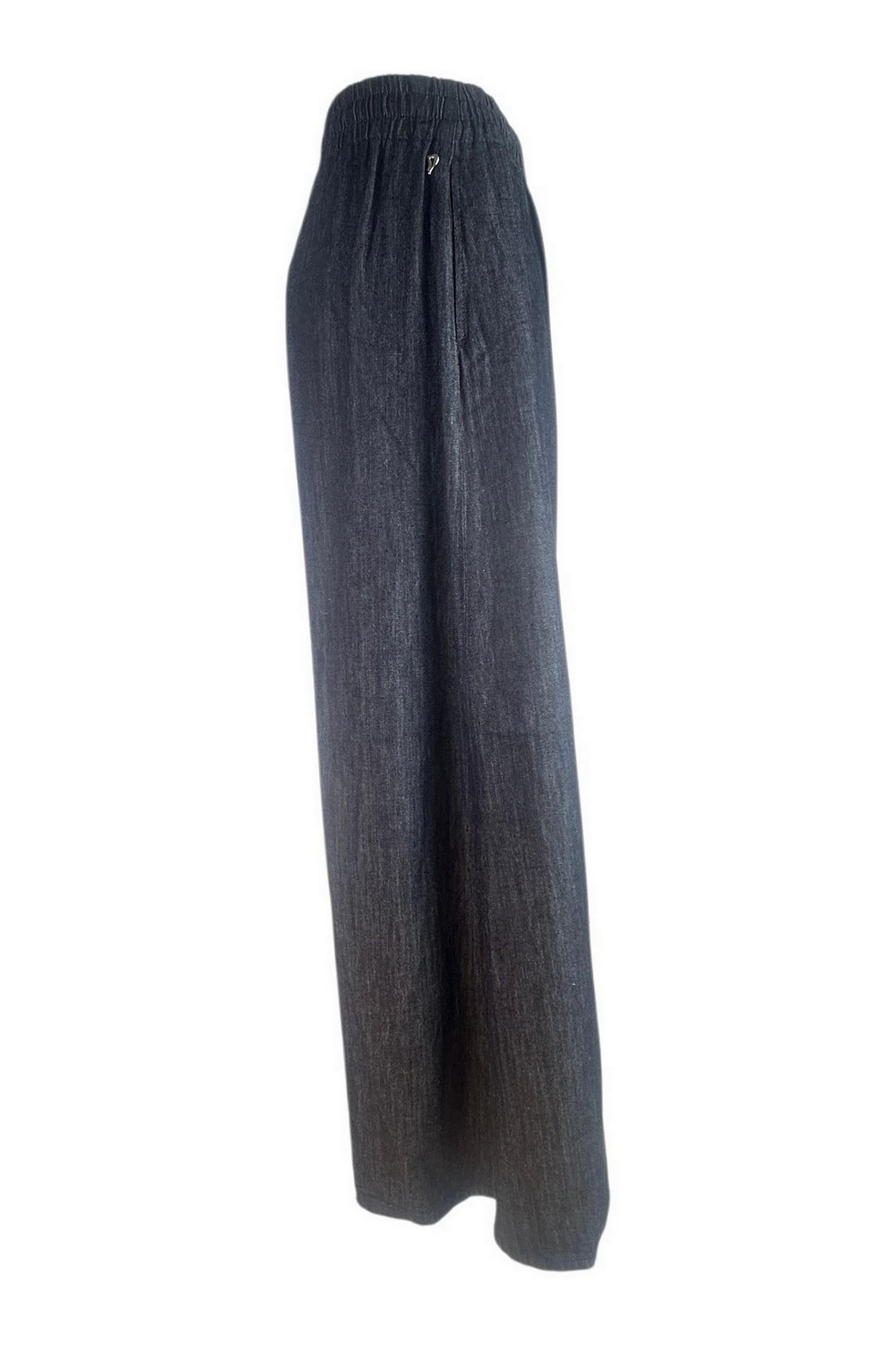 jeans donna largo roos con elastico denim scuro 