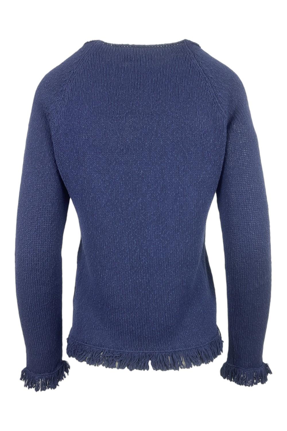 maglia donna denim con frange 