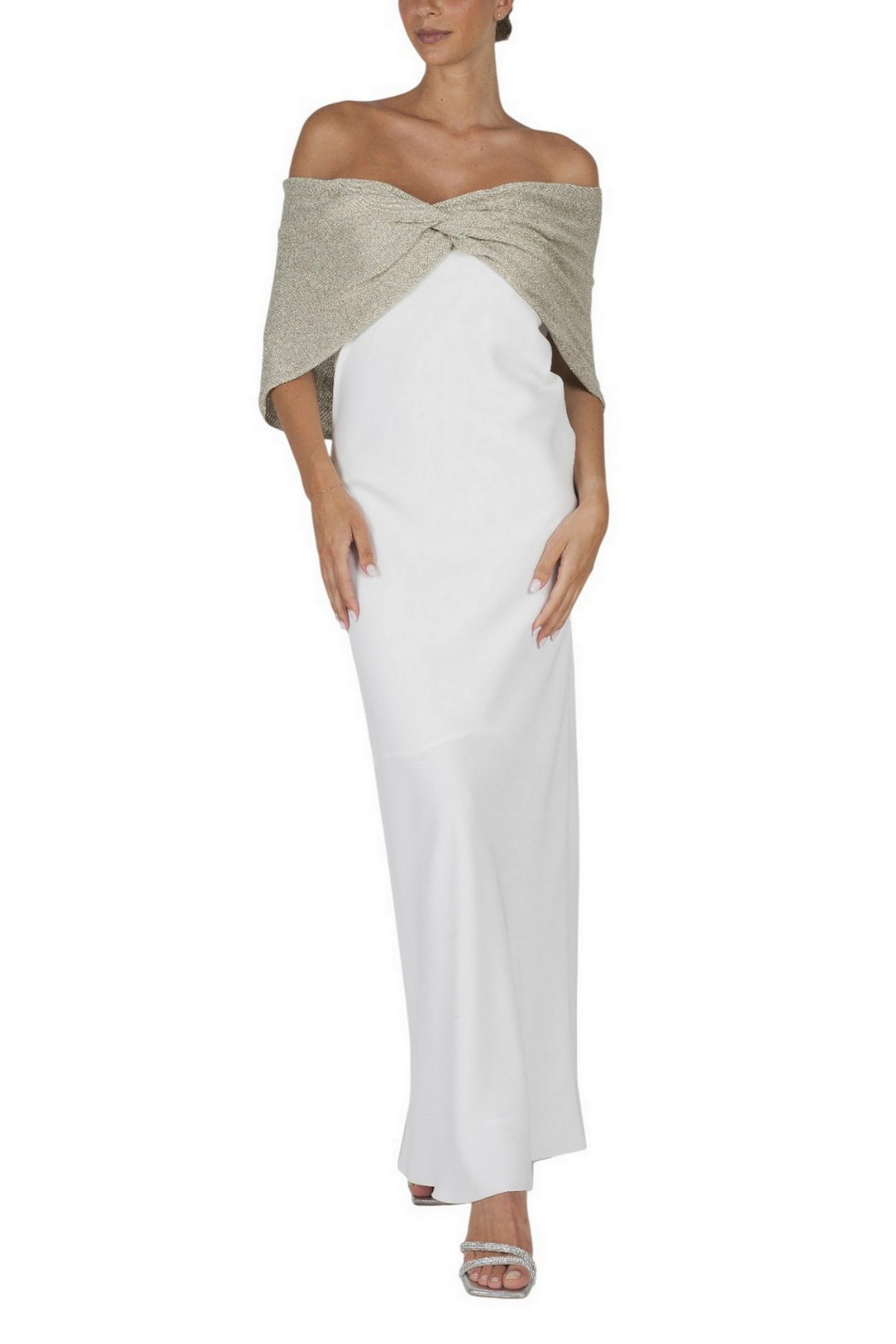 poncho donna  in lurex con nodo oro 