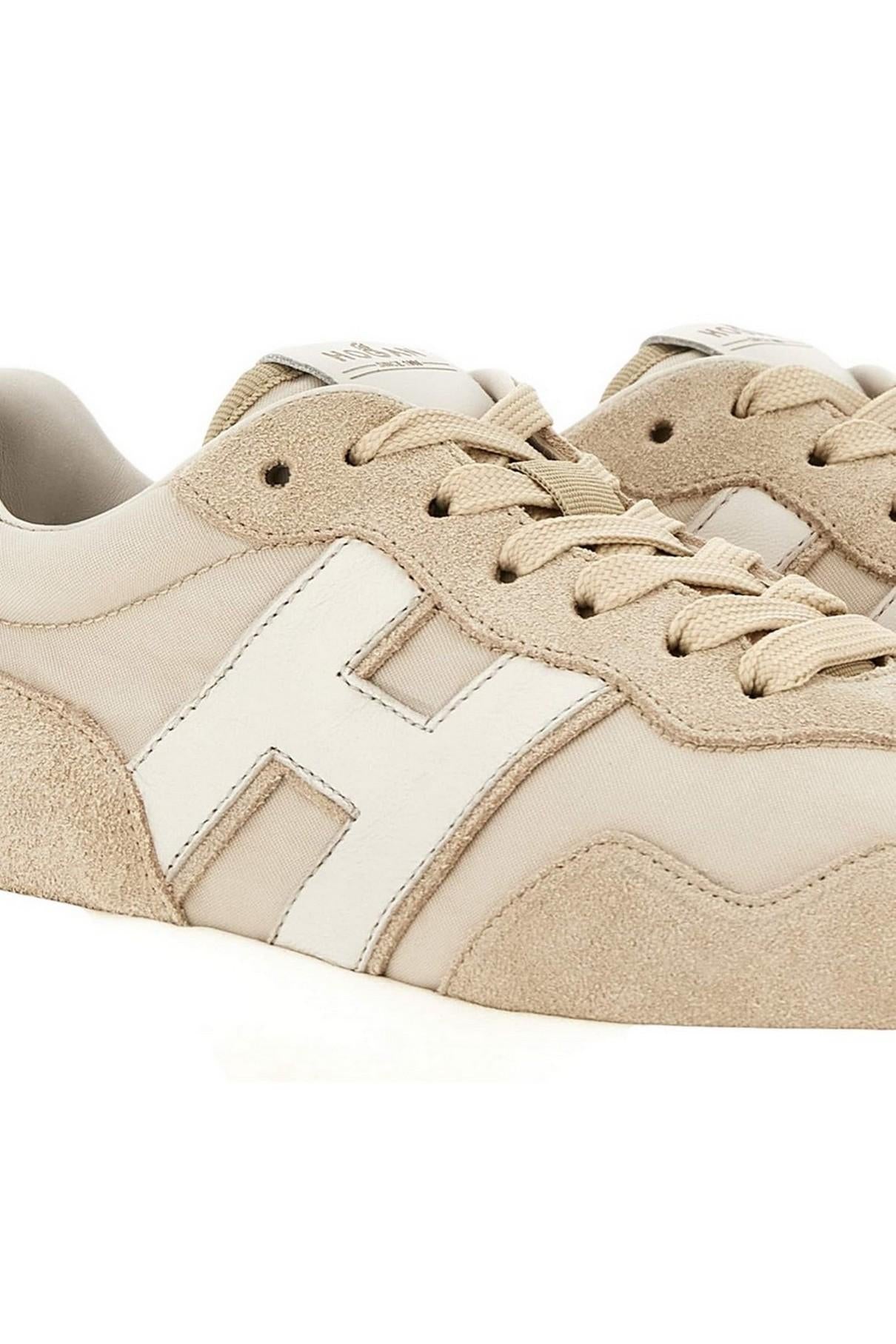 sneakers donna H641 beige e bianco 