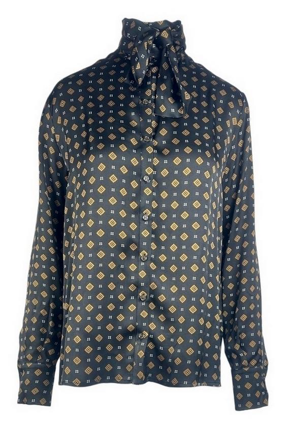 camicia donna fantasia cravatta nero 