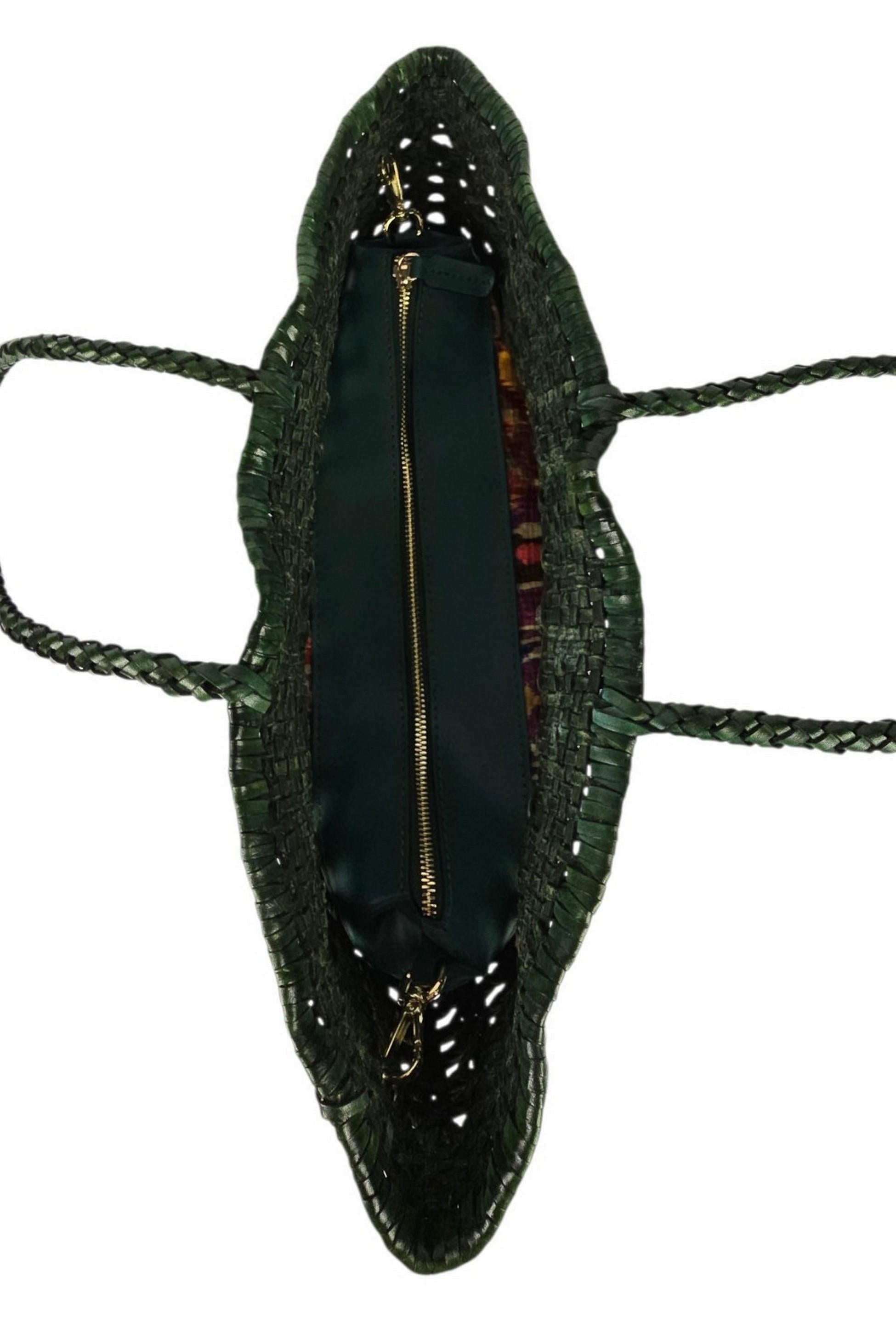 shopping donna in pelle traforata verde 