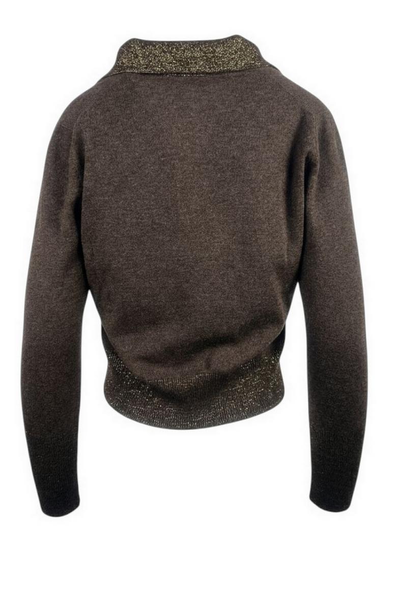 polo donna dettagli lurex marrone 