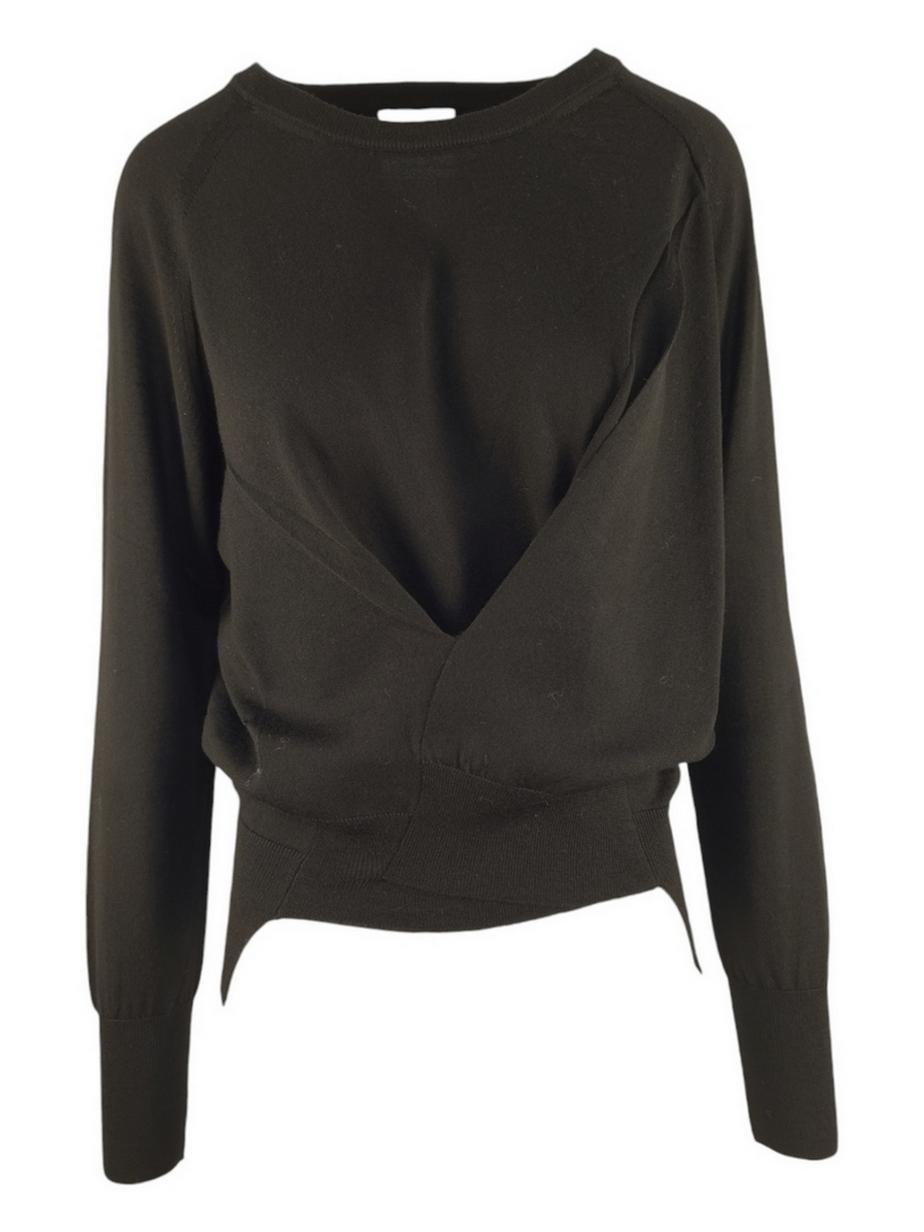 maglia donna nero con drappeggio 