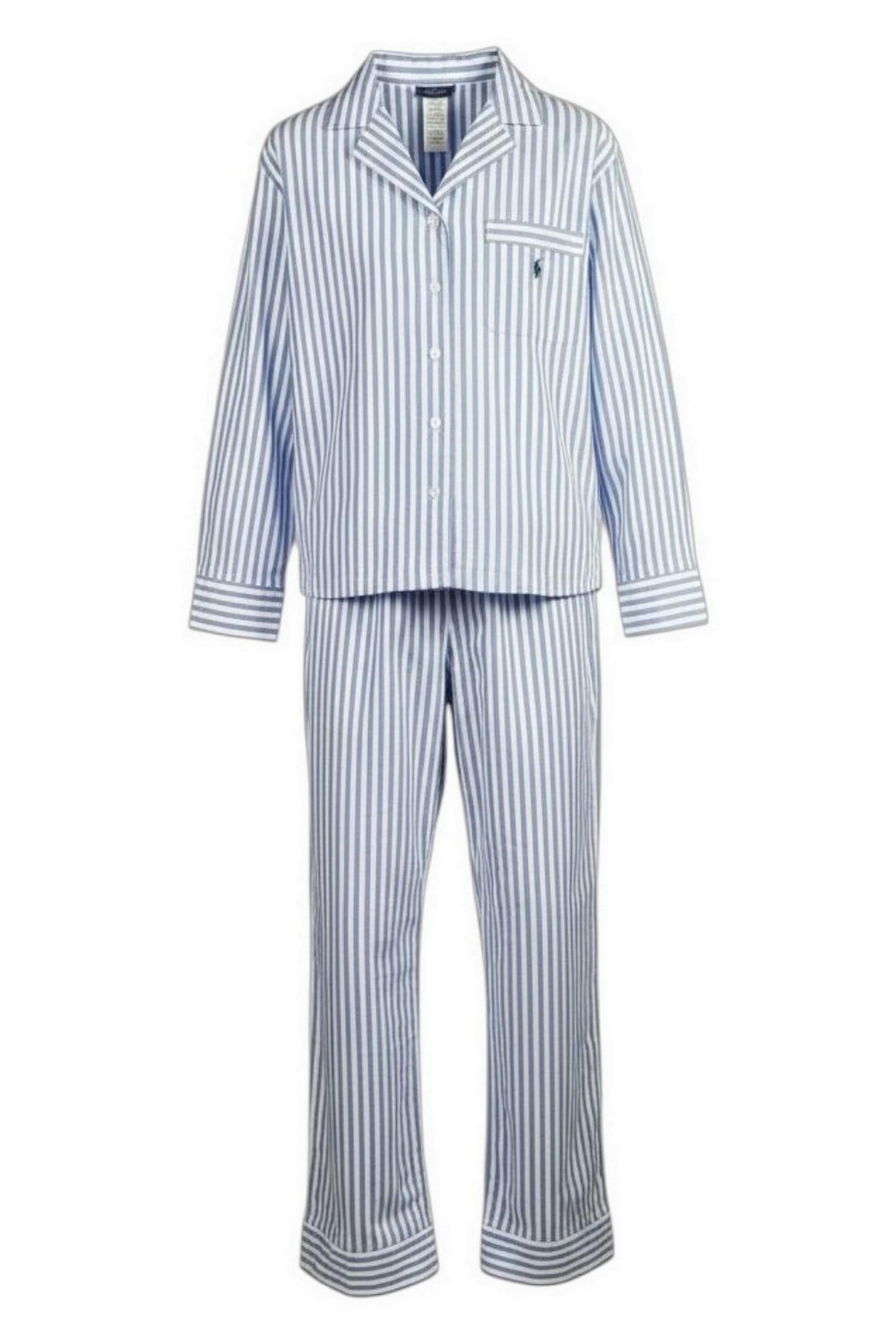 pigiama donna a righe bianco  e azzurro 