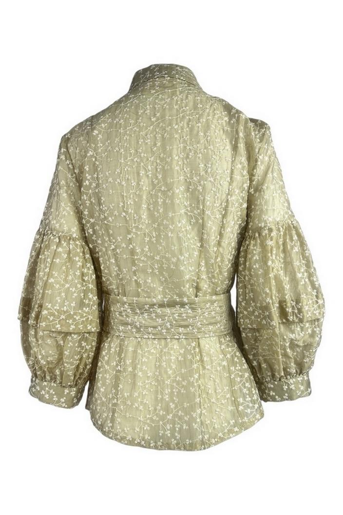 camicia donna baloon ricamata crema 