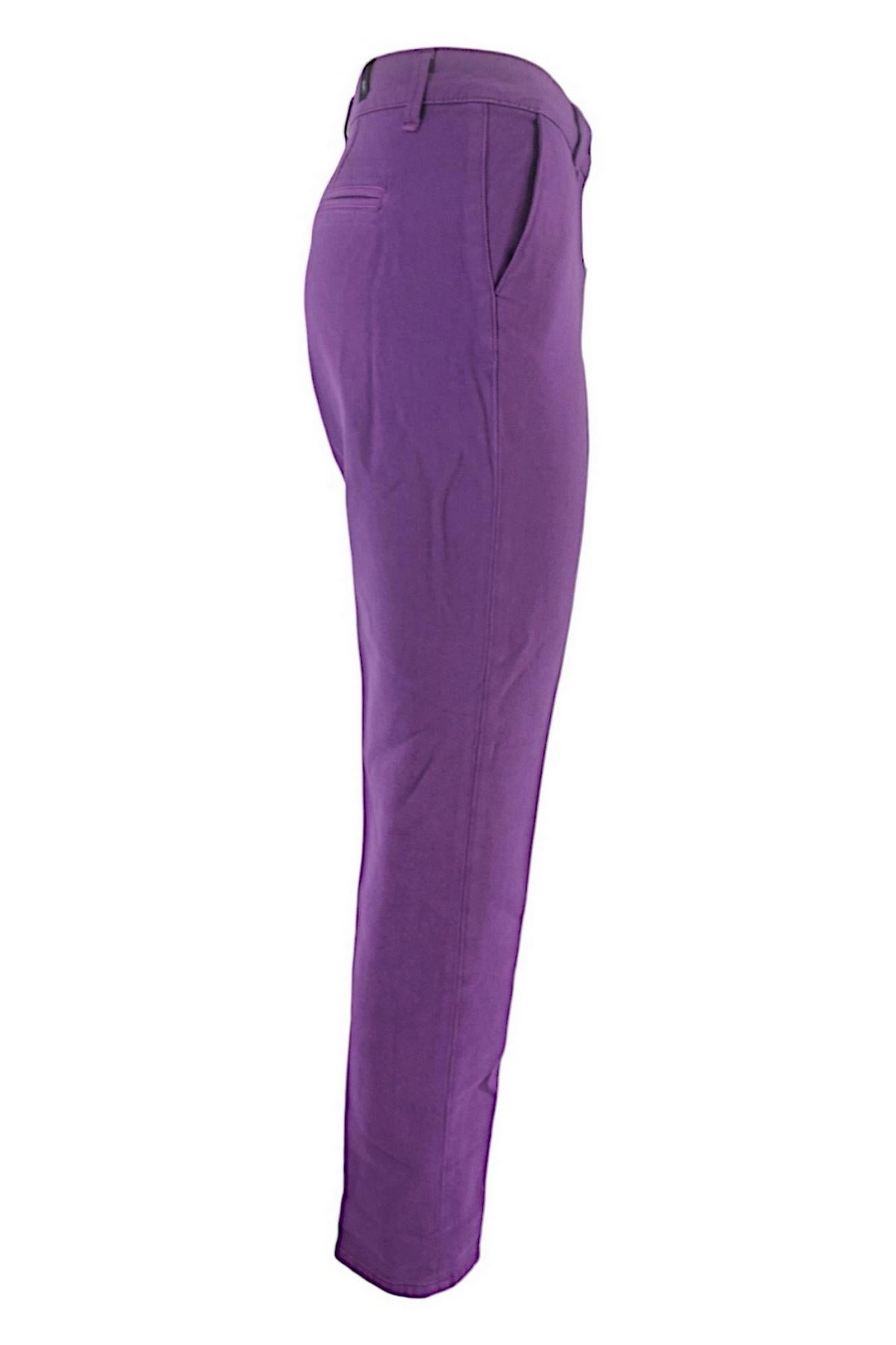 Pantalone donna viola tasca all'americana 