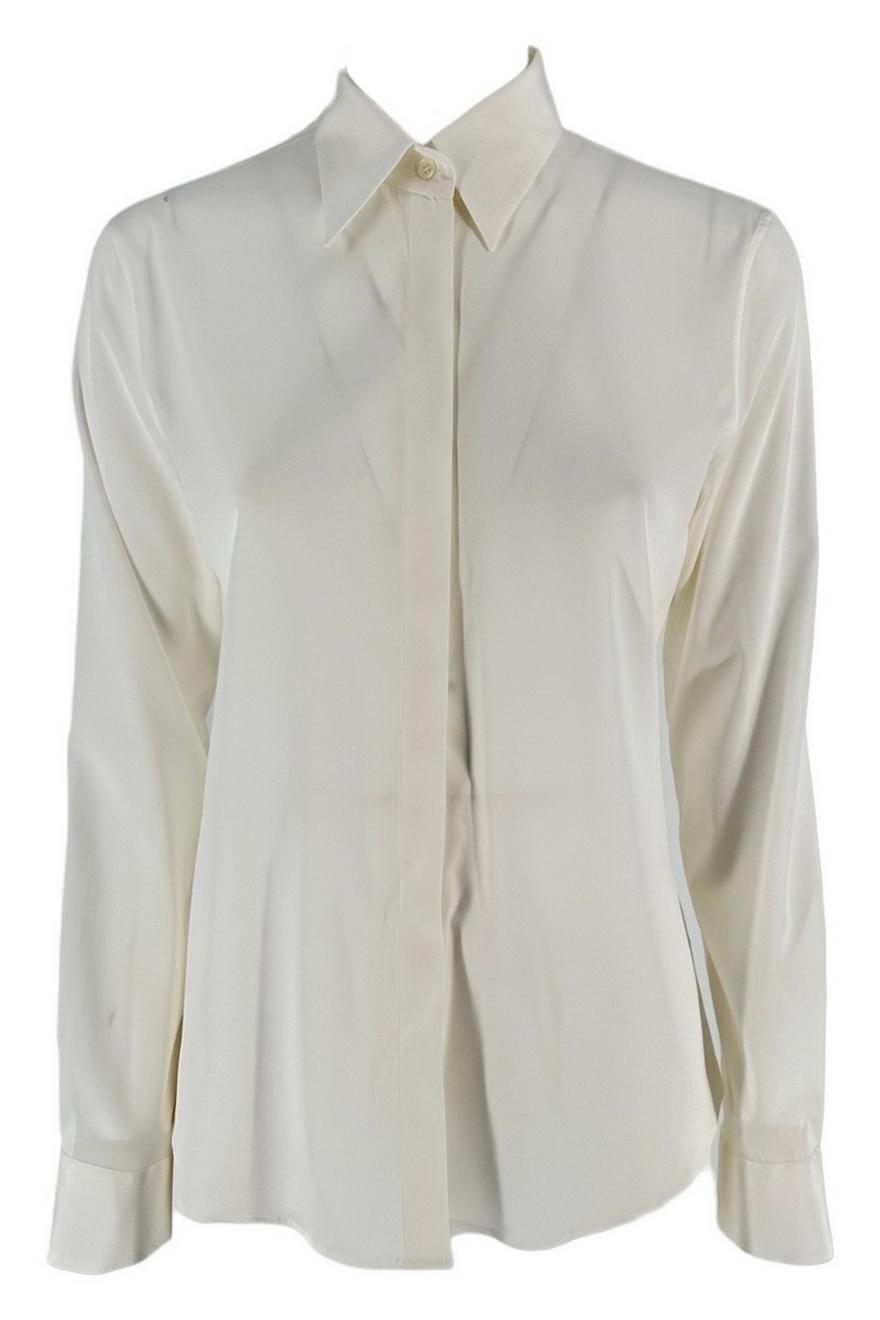 Camicia donna modello uomo in seta bianca 