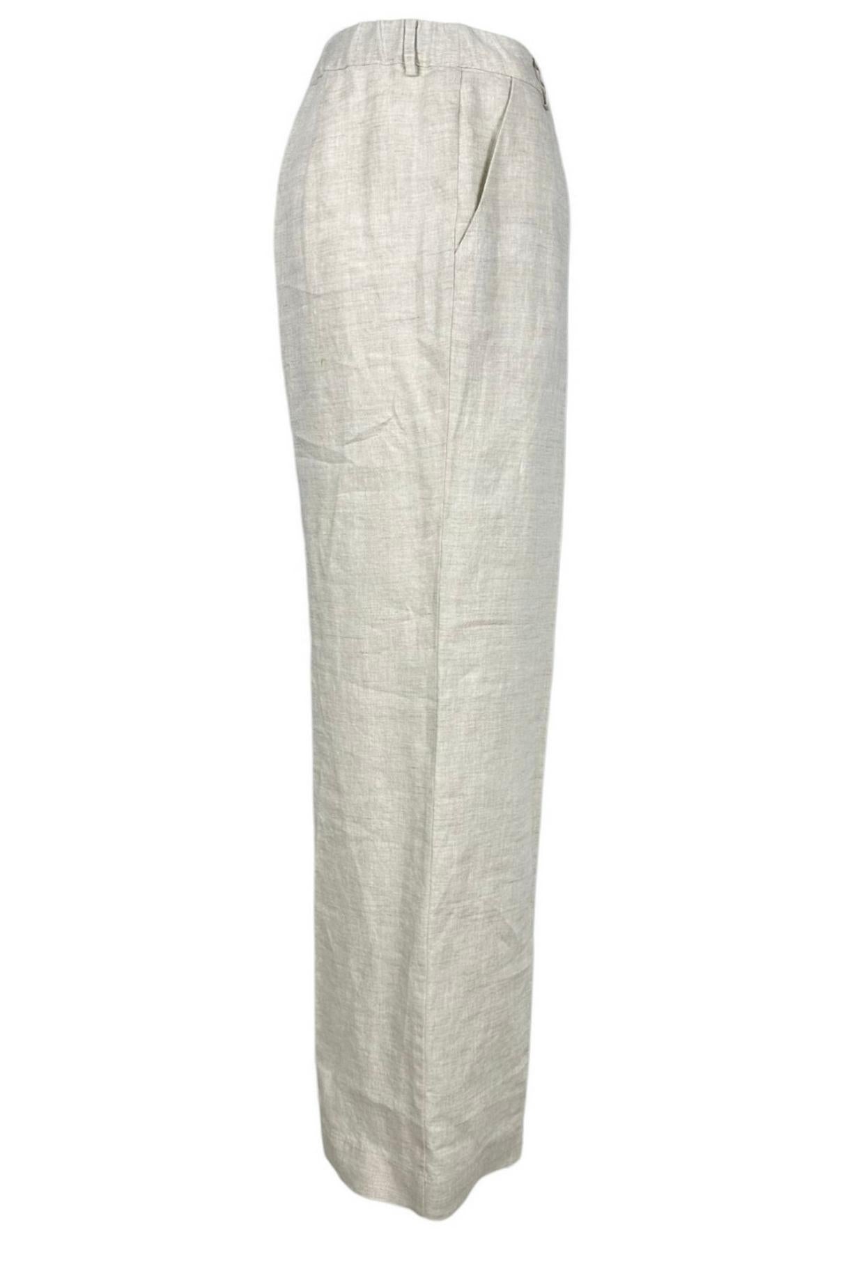 pantalone donna in lino beige 
