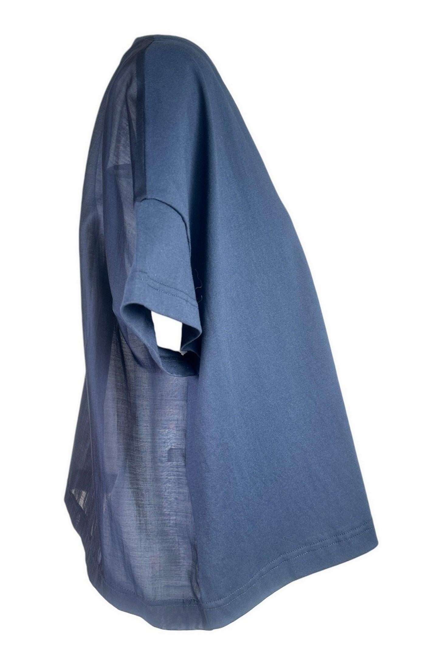 t-shirt donna scollo a v dietro mussola blu 