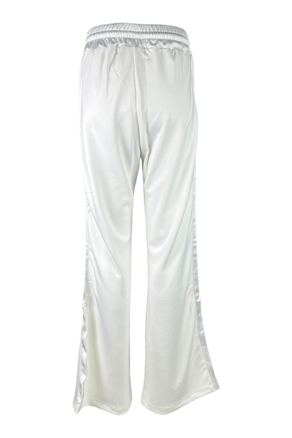 pantalone donna largo in modall con banda in raso latte 