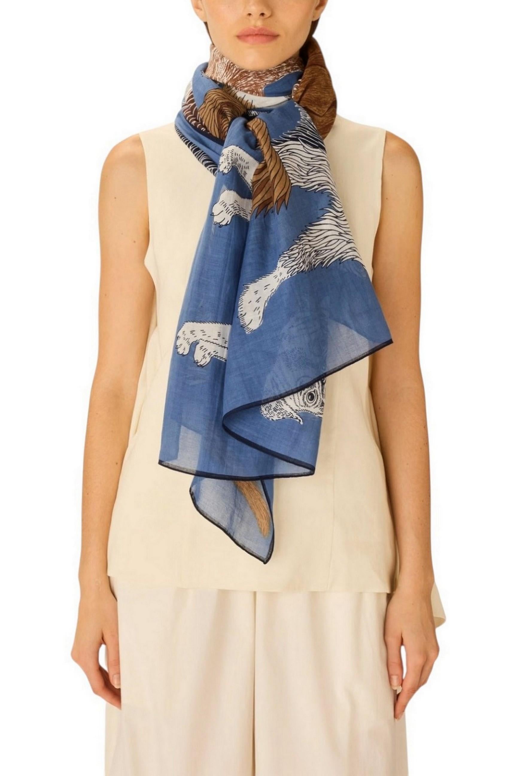 sciarpa donna 100x190 fantasia toutou blu 