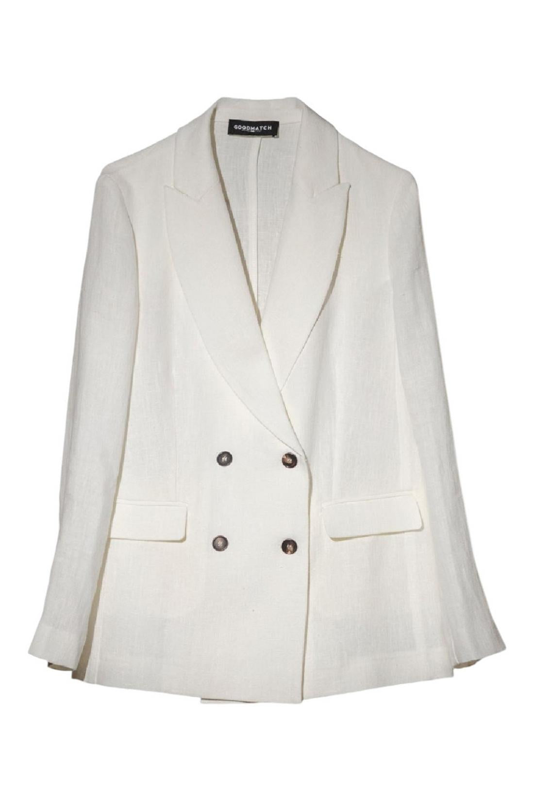 giacca donna doppiopetto in lino bianco 