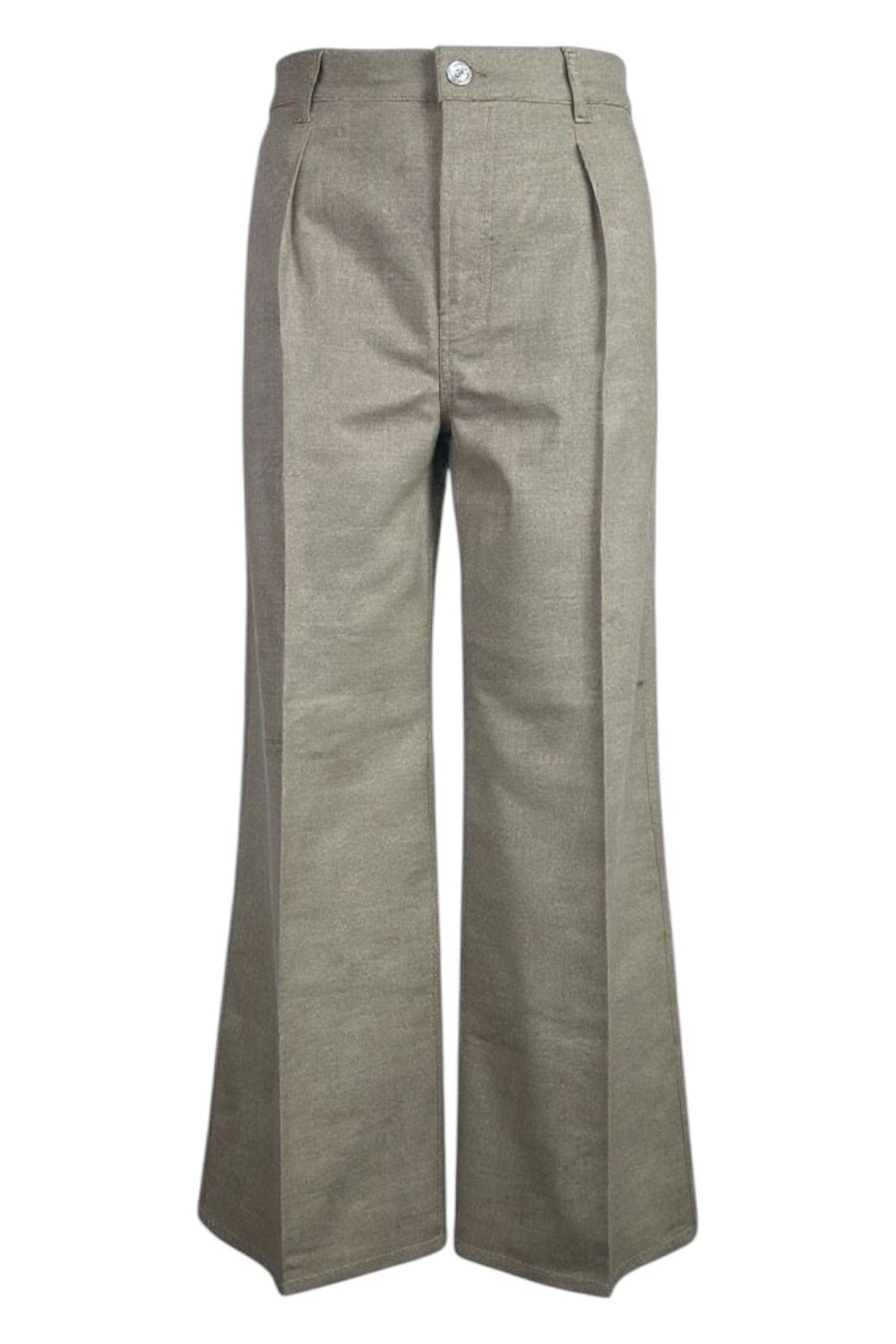 pantalone donna largo in flanella beige 