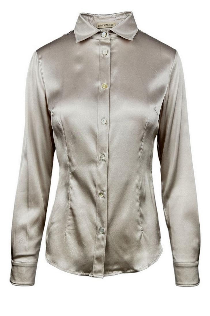 camicia donna in raso sabbia 