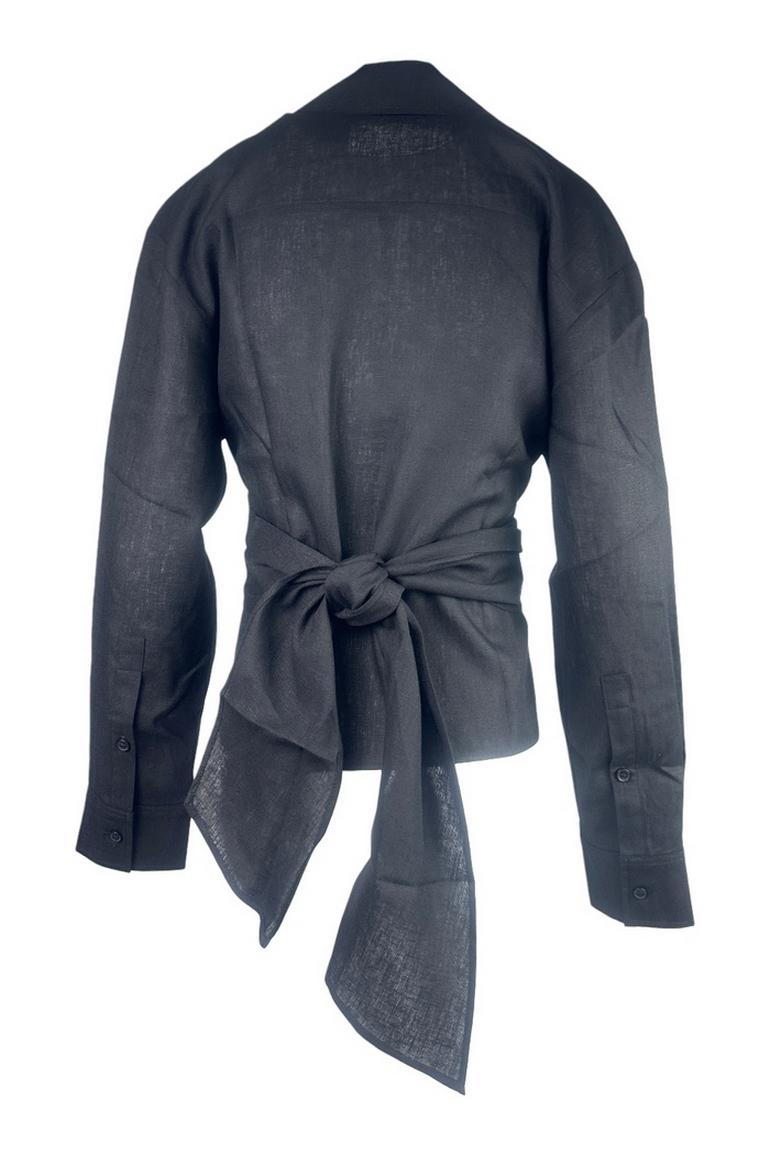camicia donna in lino nero 