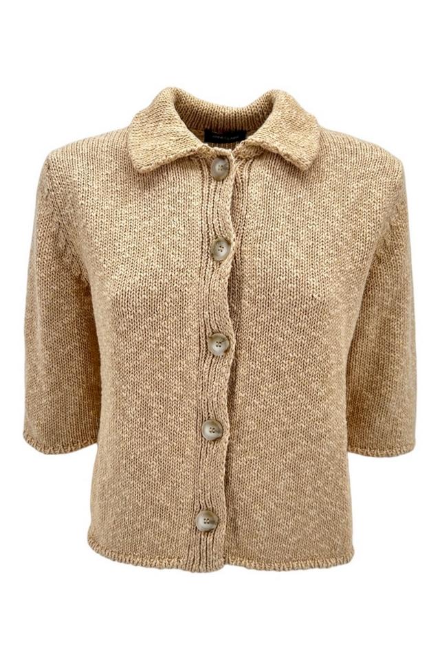 Giacca donna a scatola in maglia corda con manica tre quarti 