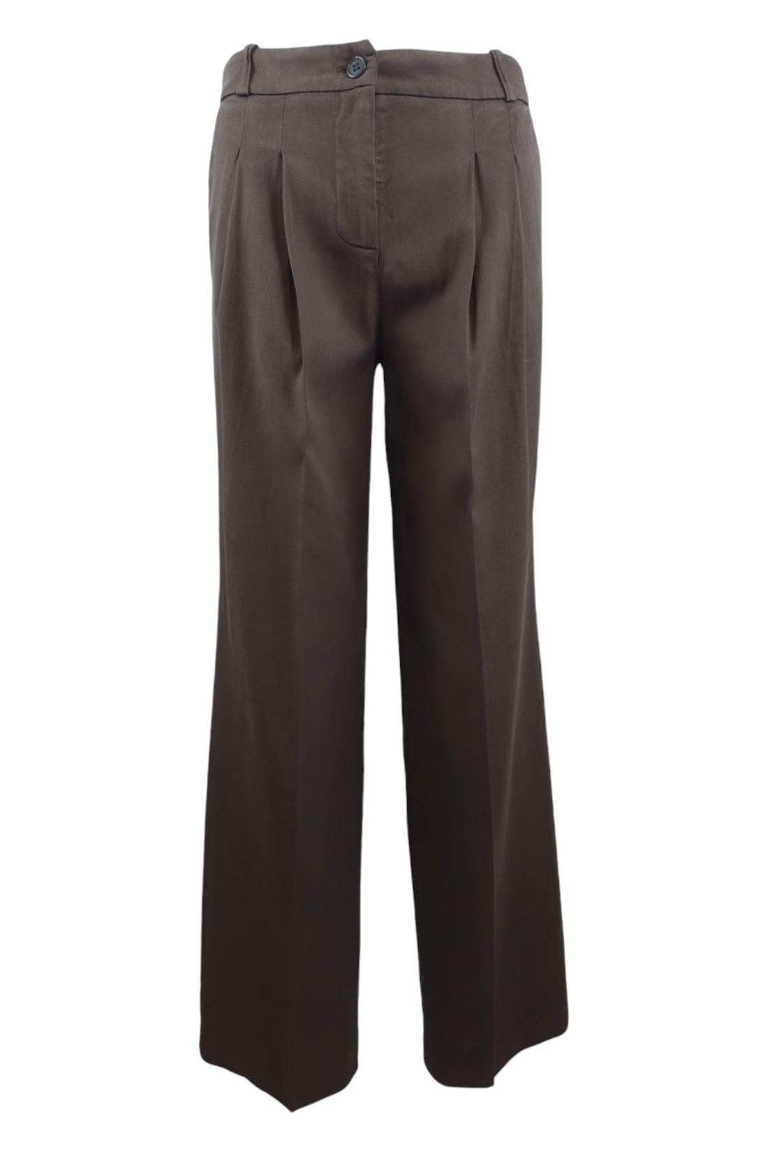 pantalone donna in drill di cotone marrone 