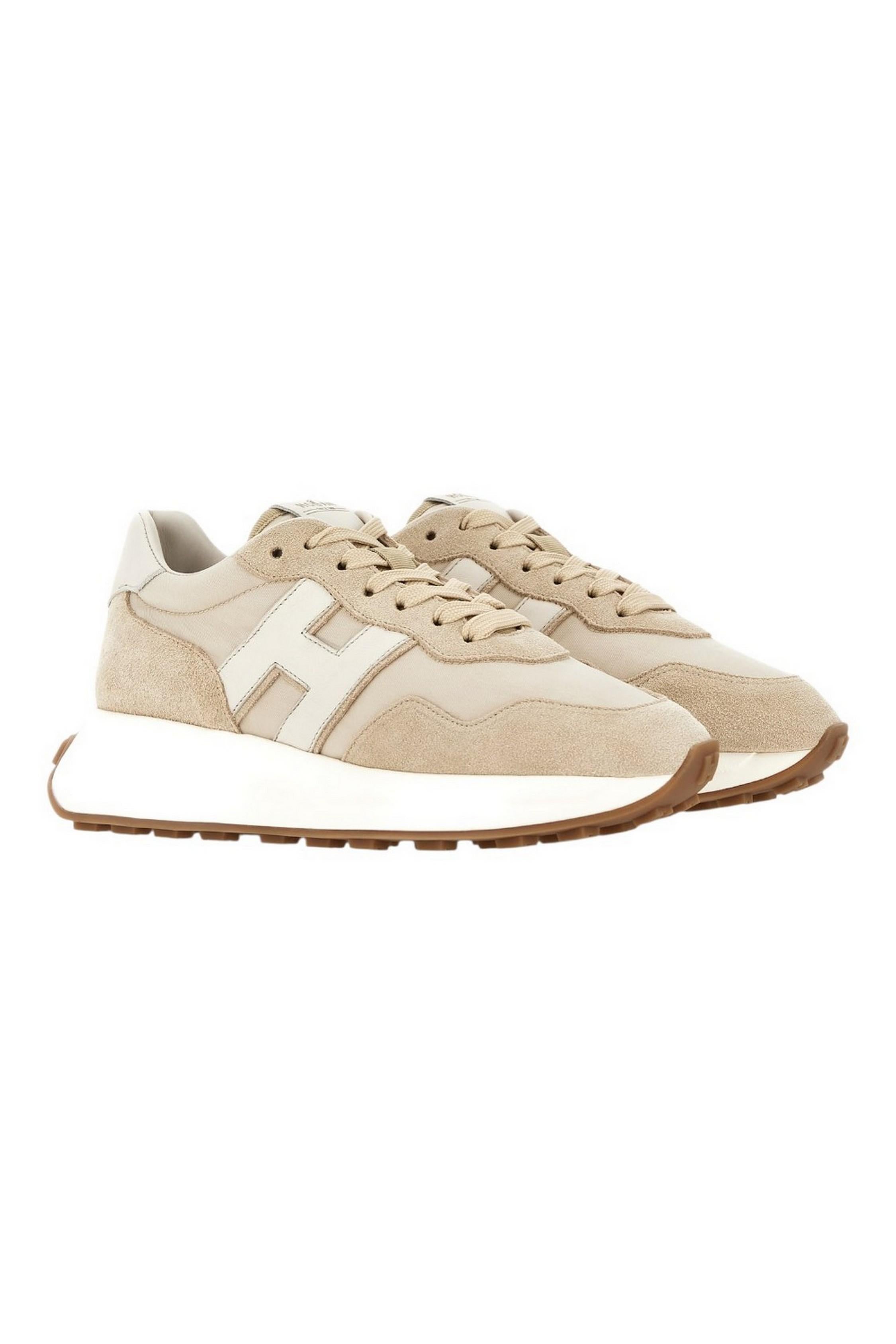 sneakers donna H641 beige e bianco 