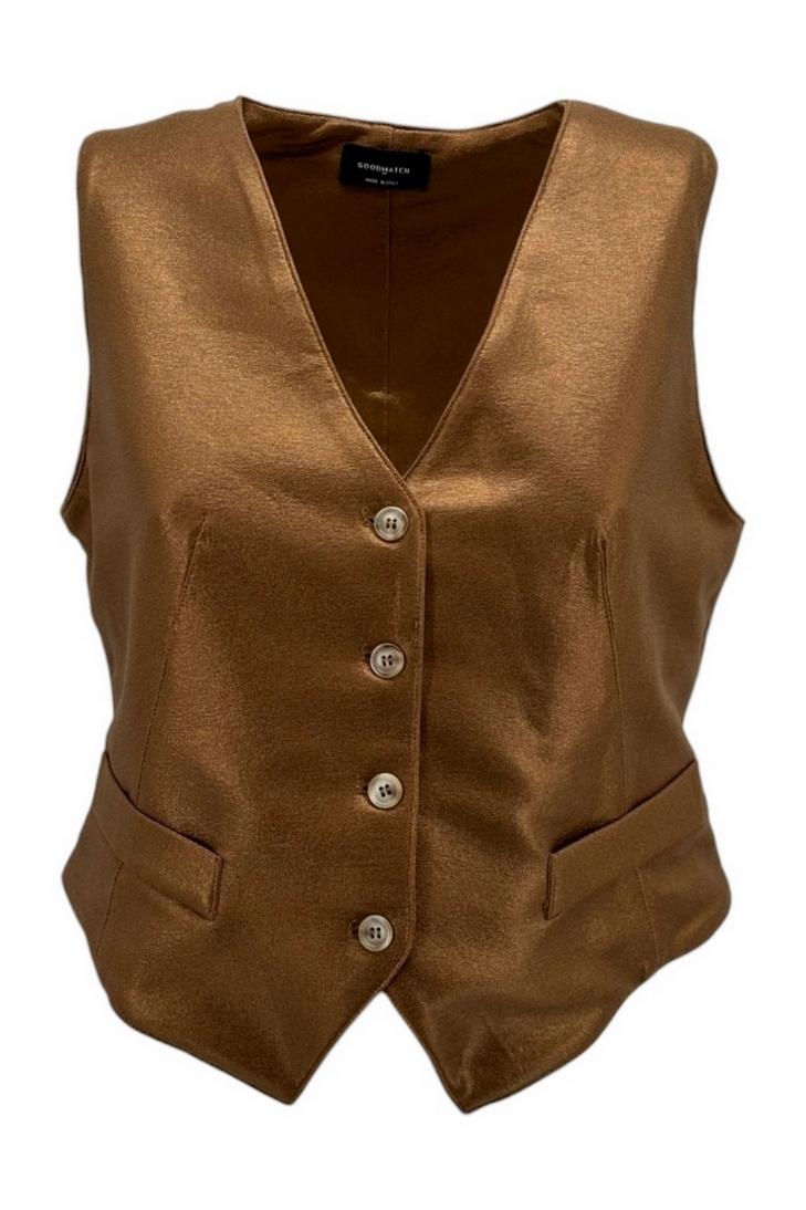 gilet donna in jersey spalmato bronzo 