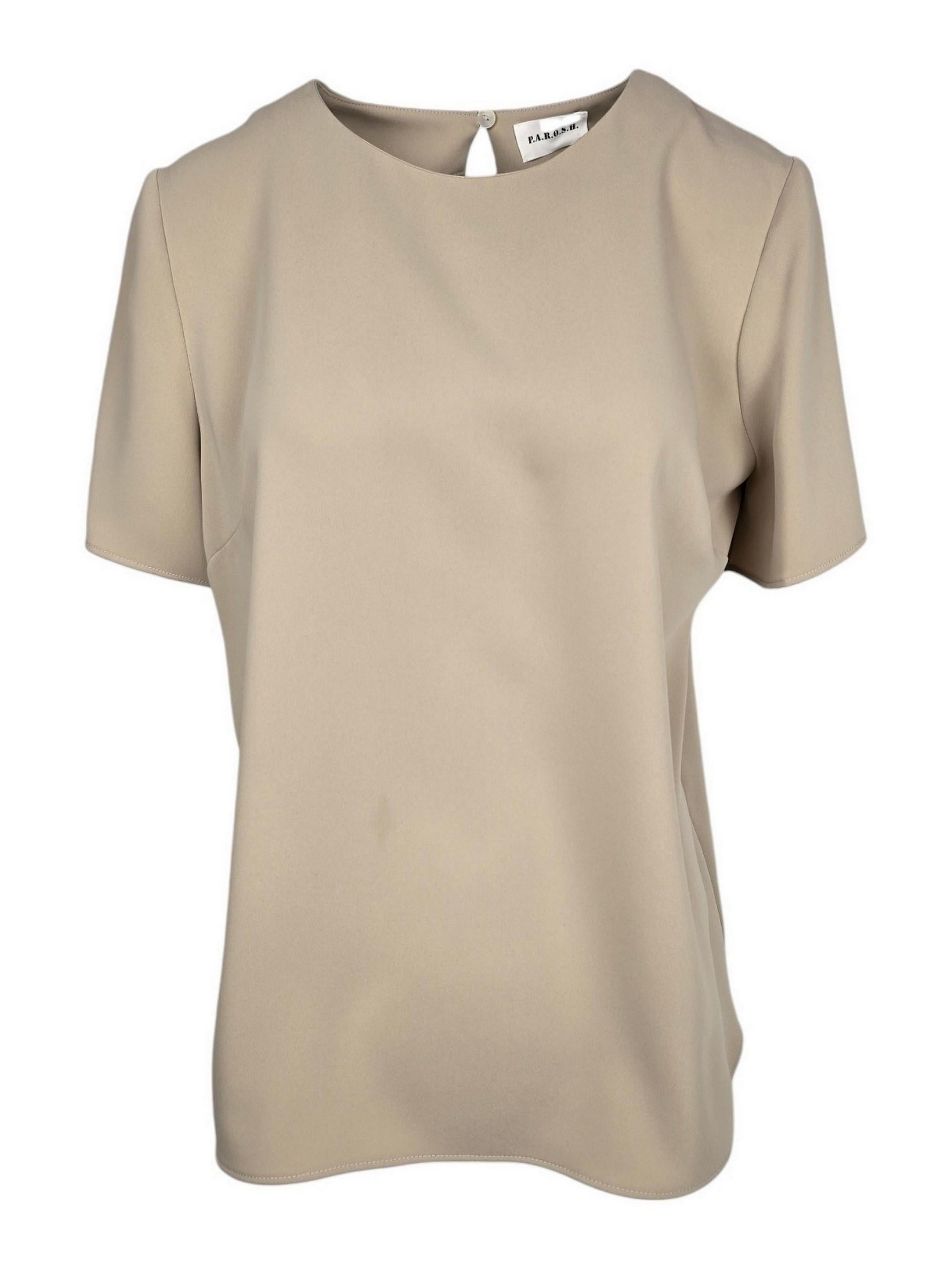 t-shirt donna mezza manica in cady beige 