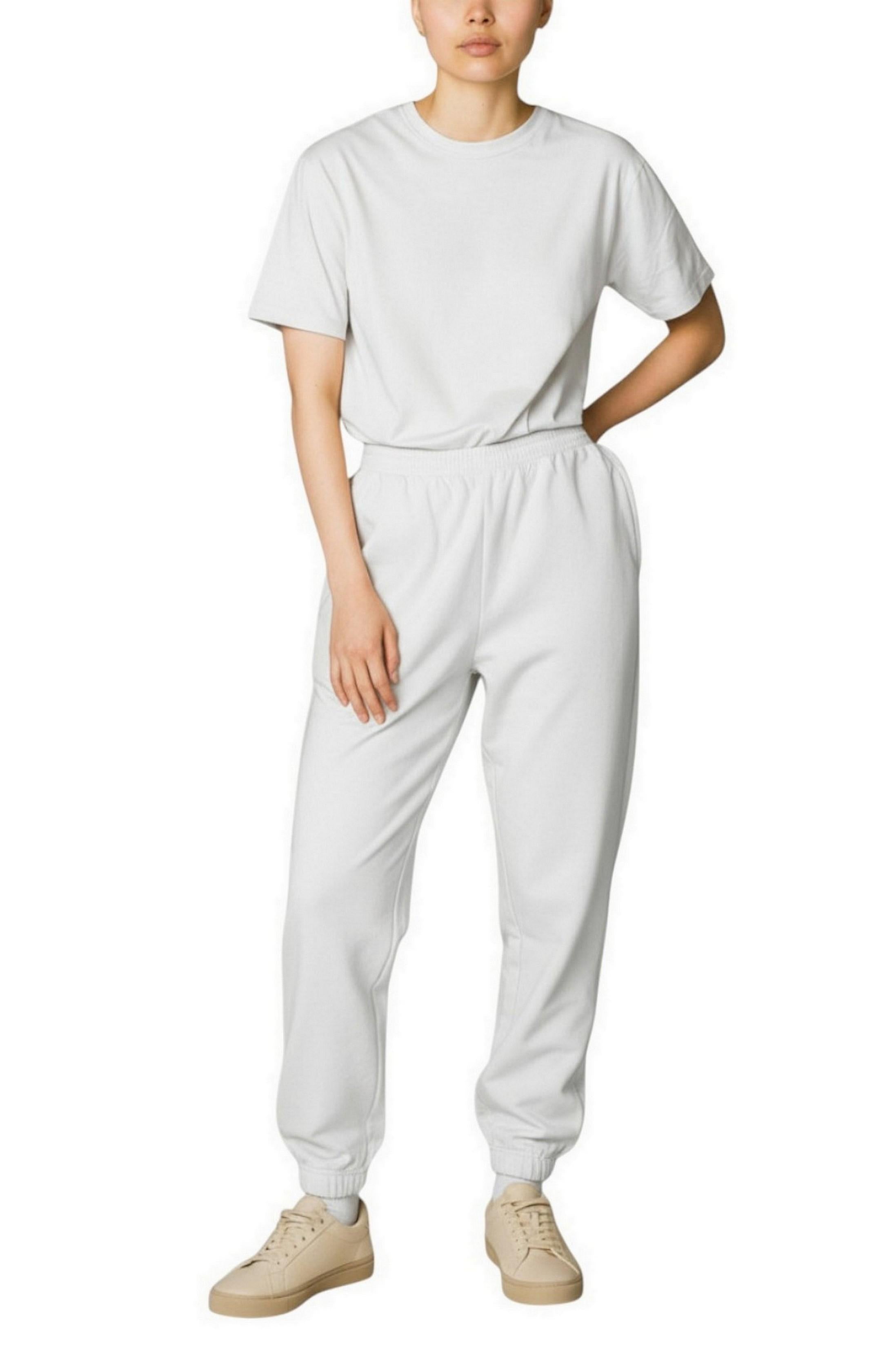 pantalone donna in felpa bianco 