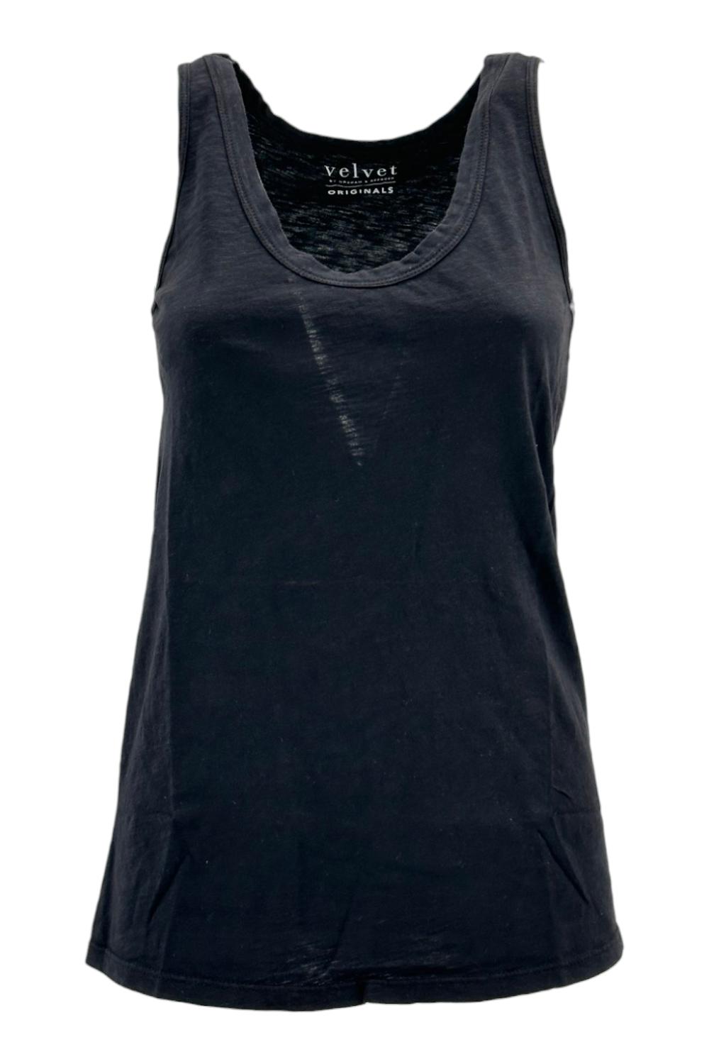 canottiera donna in cotone fiammato nero 