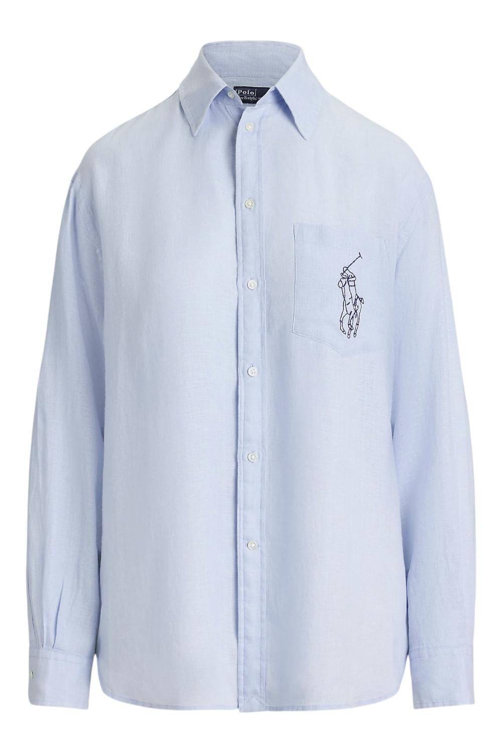 camicia donna con big pony azzurro 