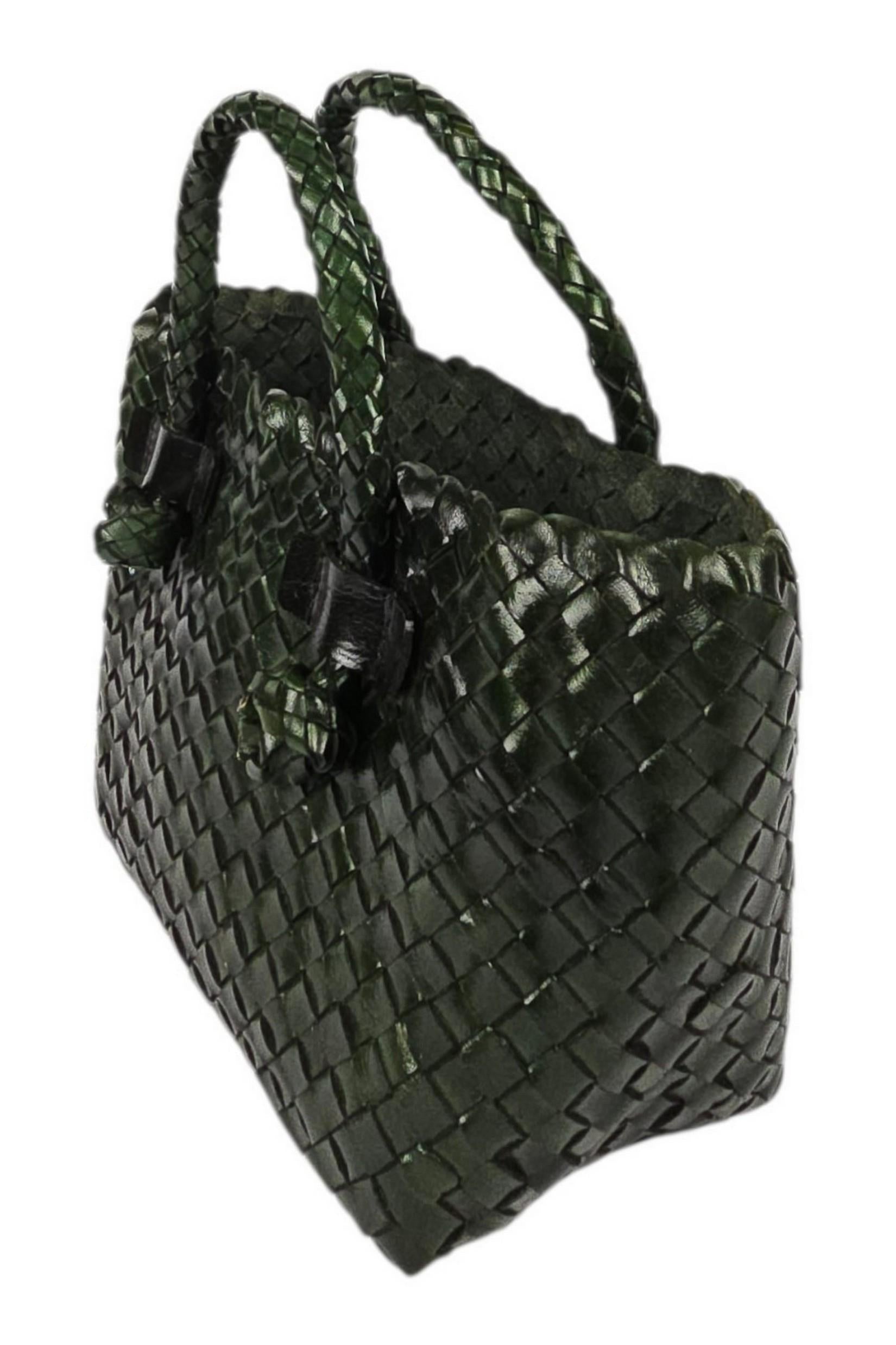 shopping donna piccola in pelle intrecciata verde 