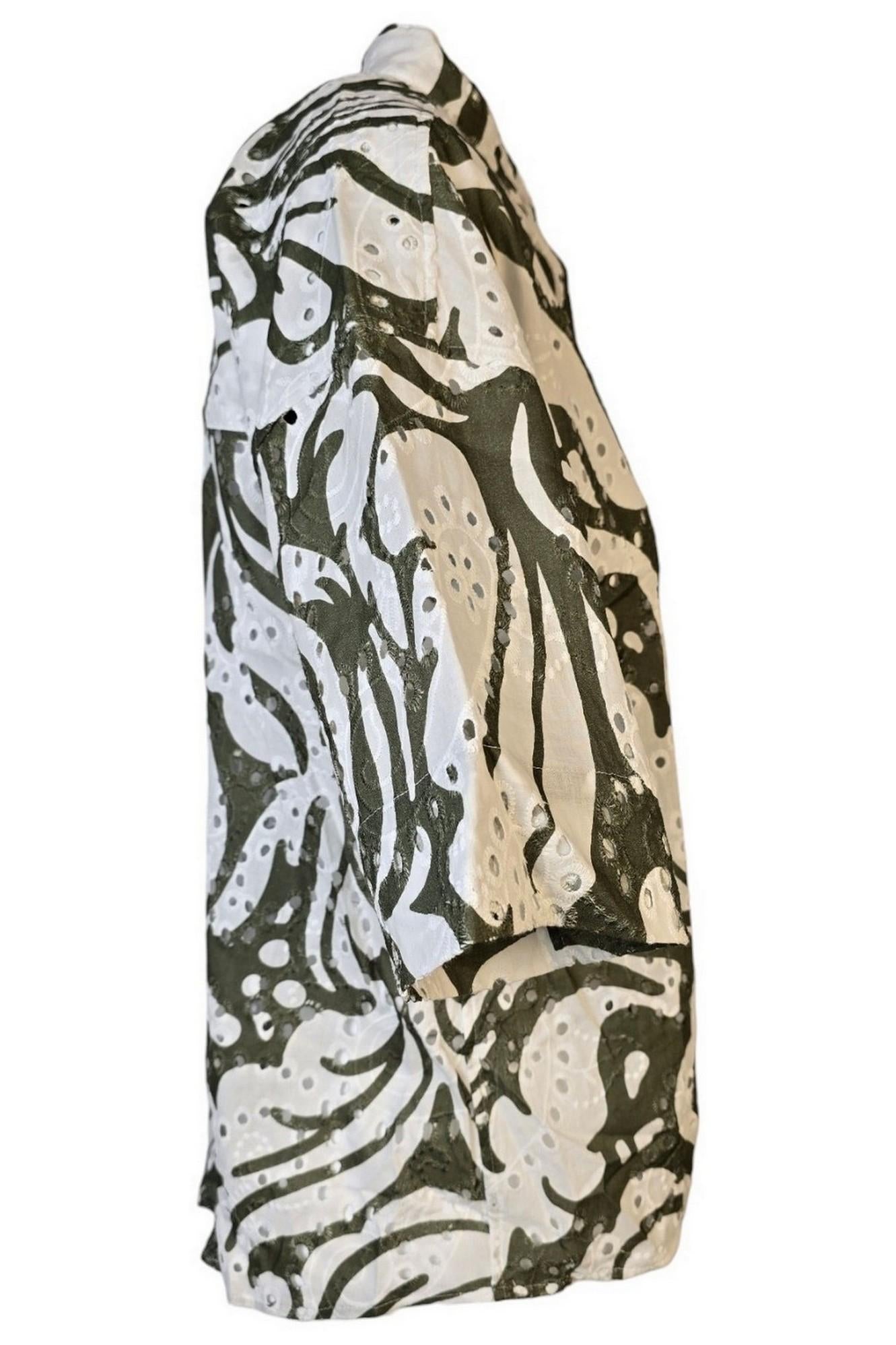 camicia donna fantasia righe e fiori militare e bianca 