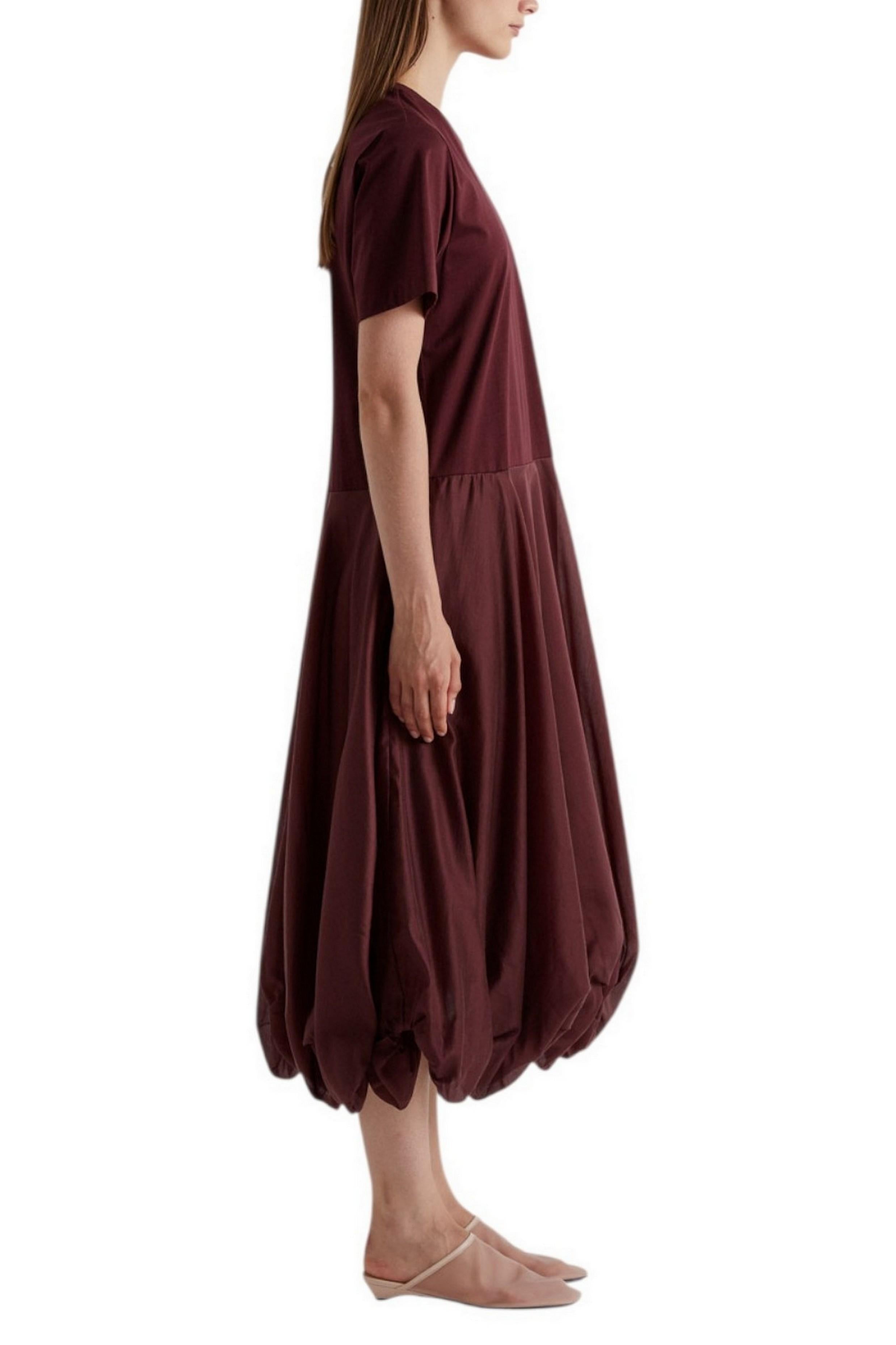 abito donna in bimateriale bordeaux 