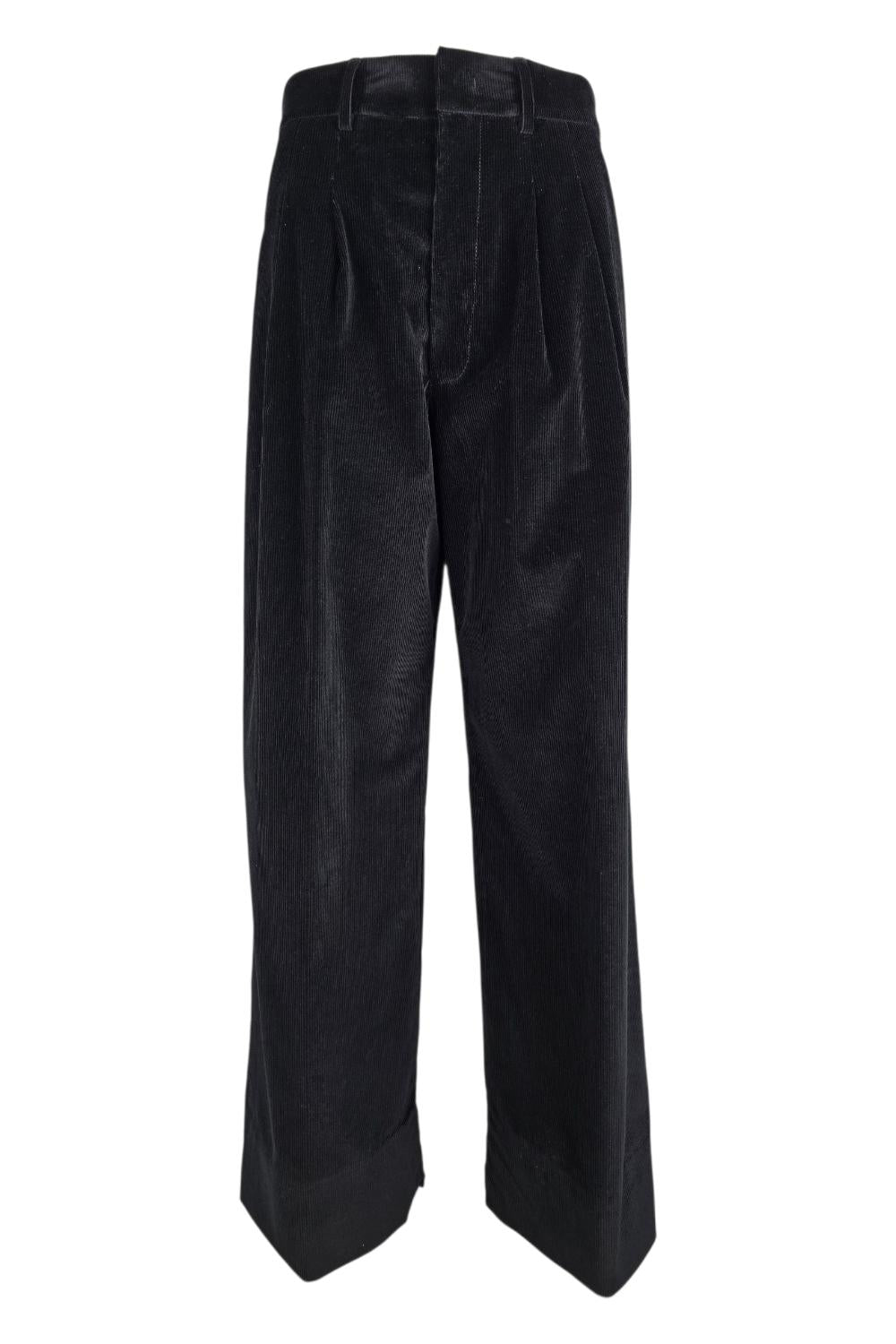 pantalone donna eloise in velluto millerighe nero 