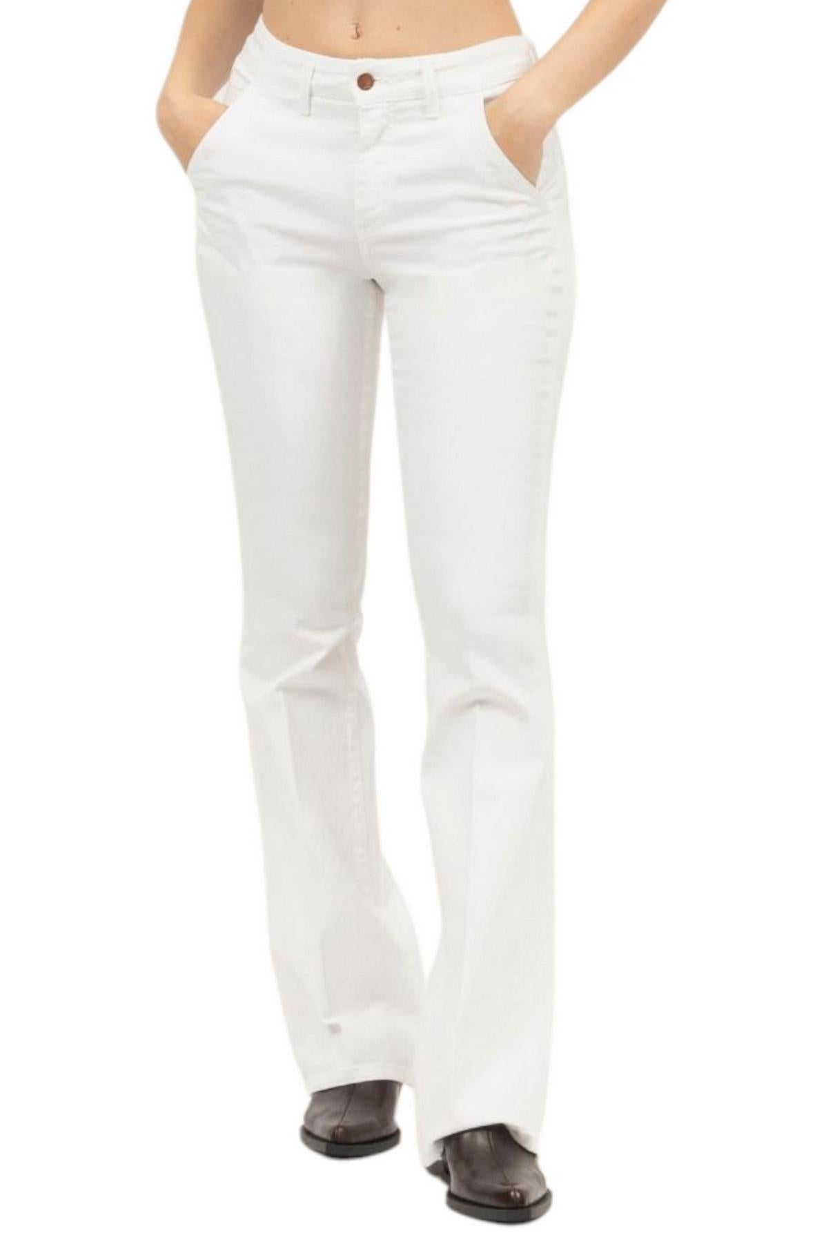 pantalone donna tasca america bianco 