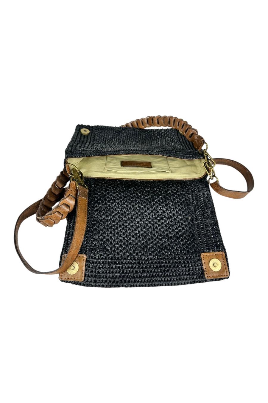 borsa donna milano  in rafia nero 