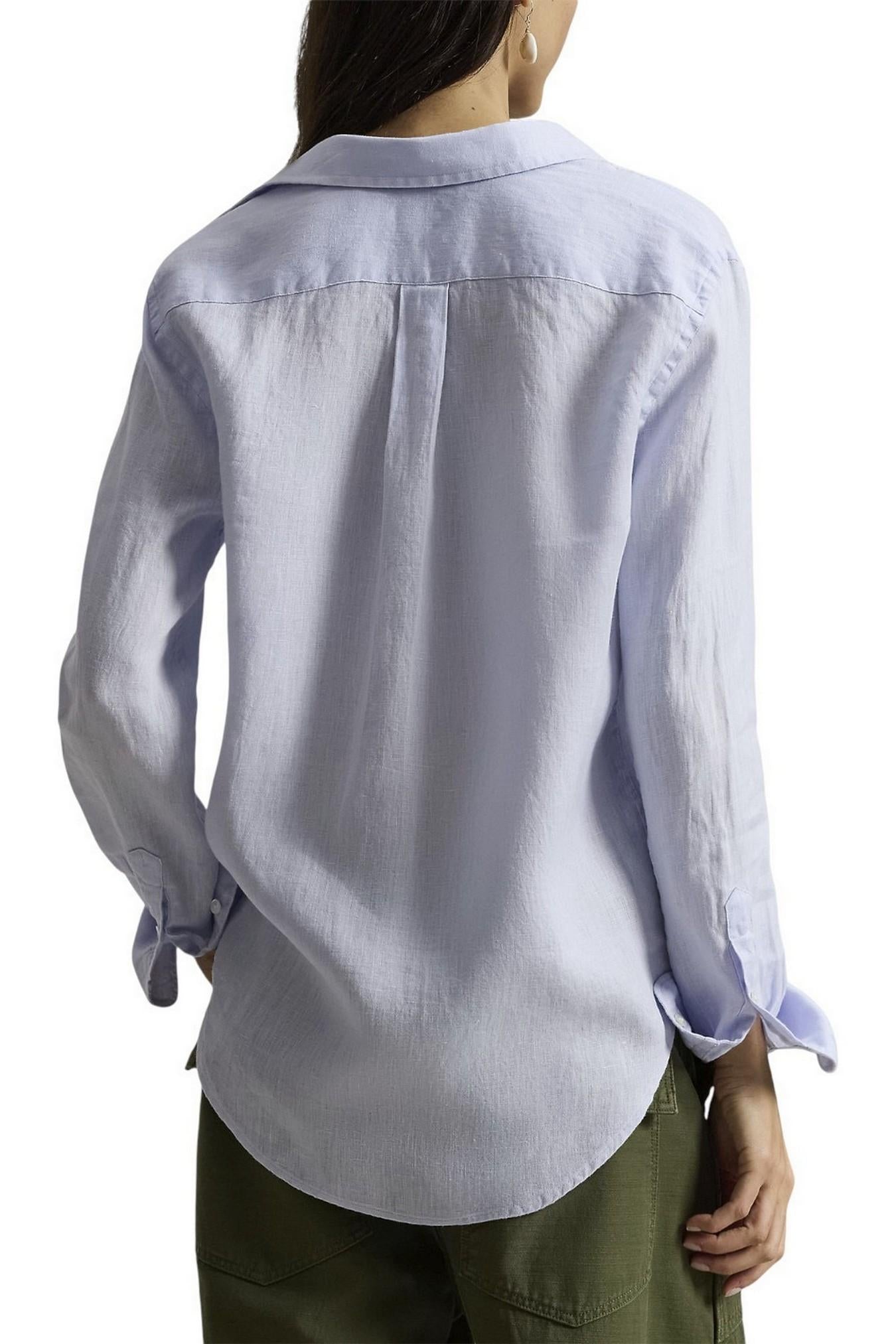 camicia donna lino over azzurro 
