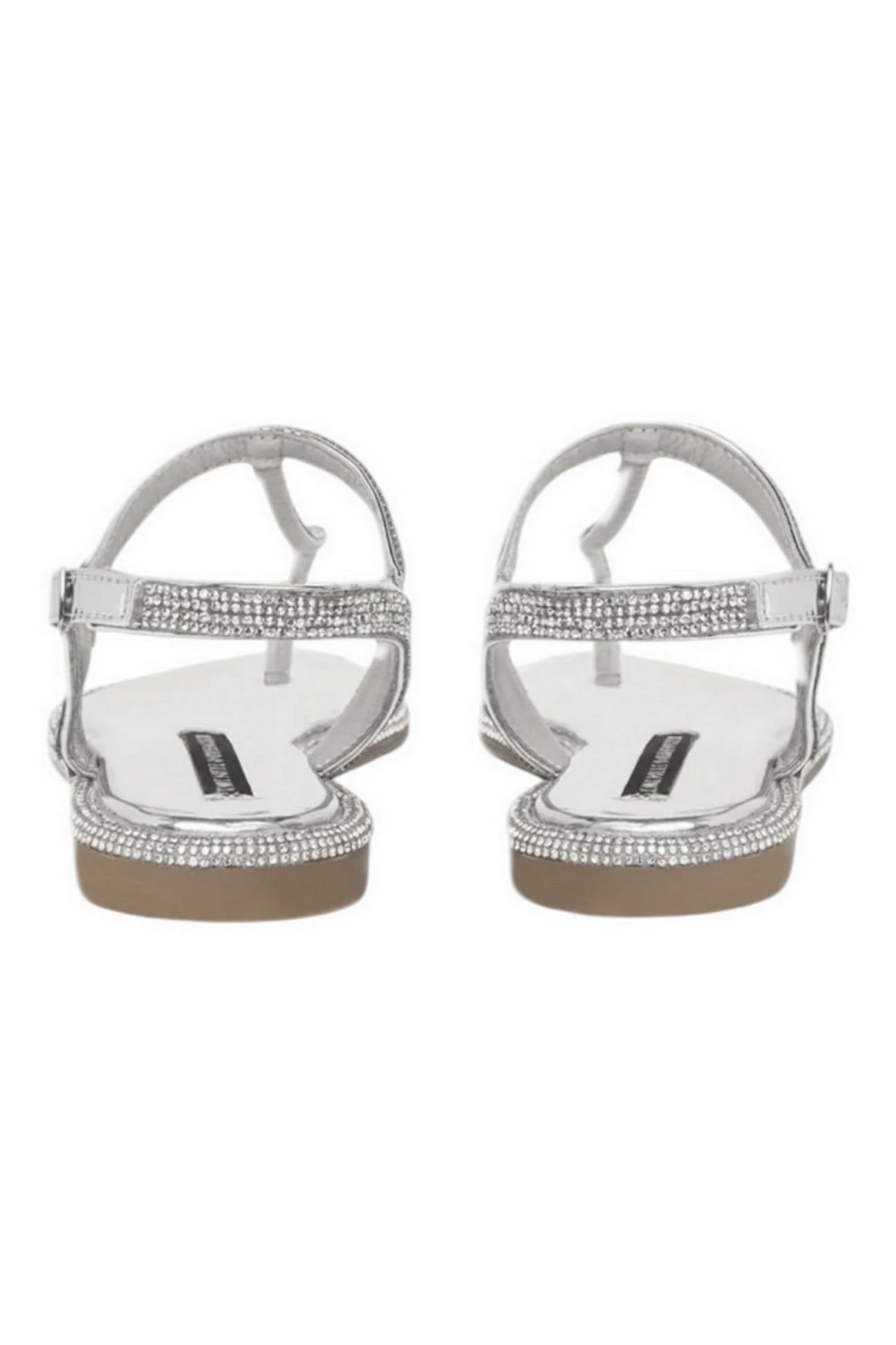 sandalo donna strass argento 
